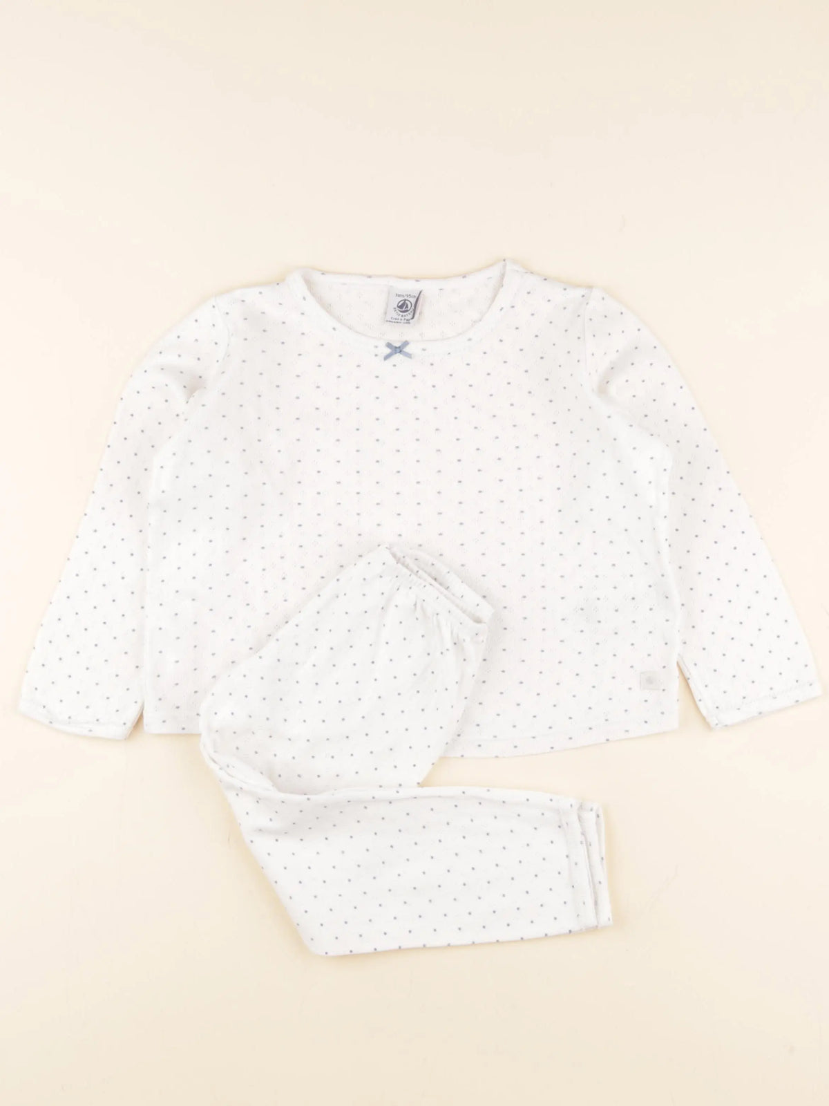 Petit Bateau - pyjama coton blanc, bleu - 3 ans