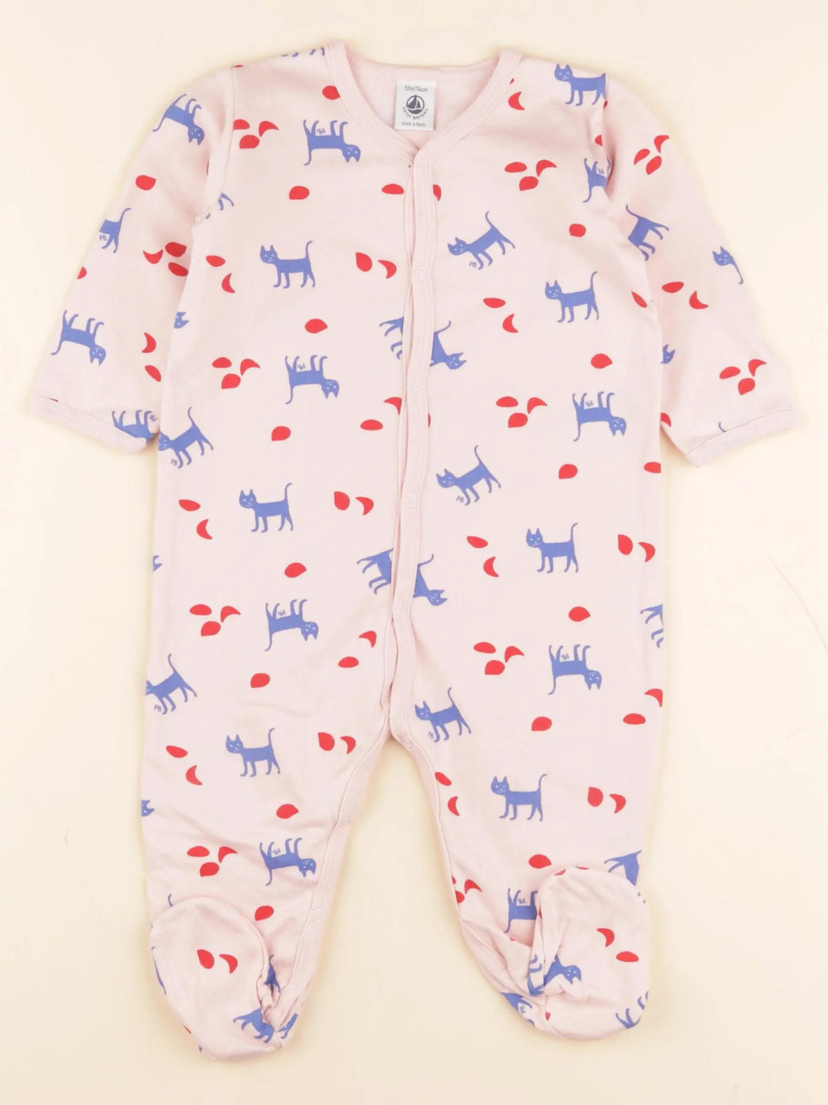 Petit Bateau - pyjama coton rose - 12 mois