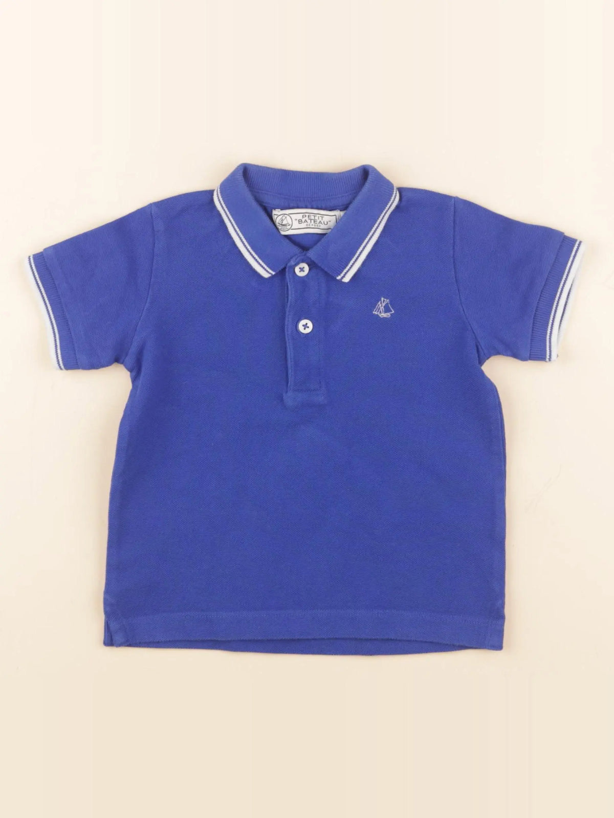 Petit Bateau - polo bleu - 24 mois