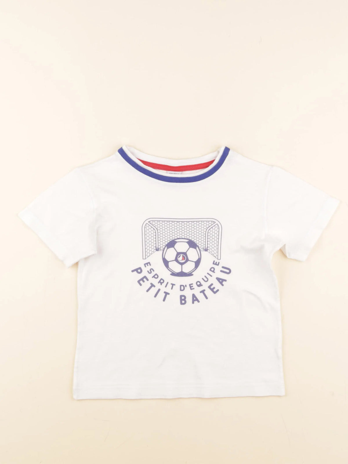 Petit Bateau - tee-shirt blanc, bleu - 4 ans