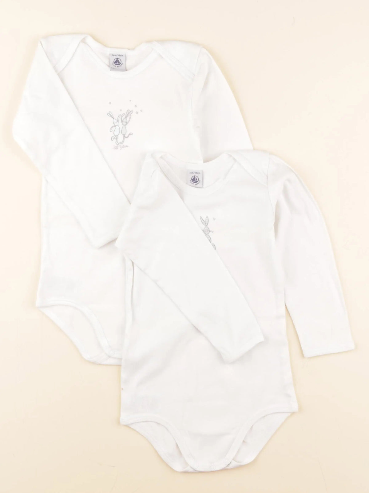 Petit Bateau - lot de 2 bodies en coton blanc - 36 mois