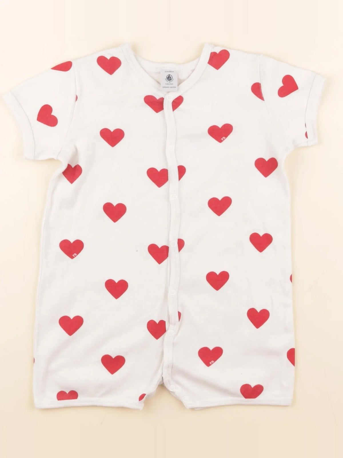 Petit Bateau - pyjama coton blanc, rouge - 24 mois