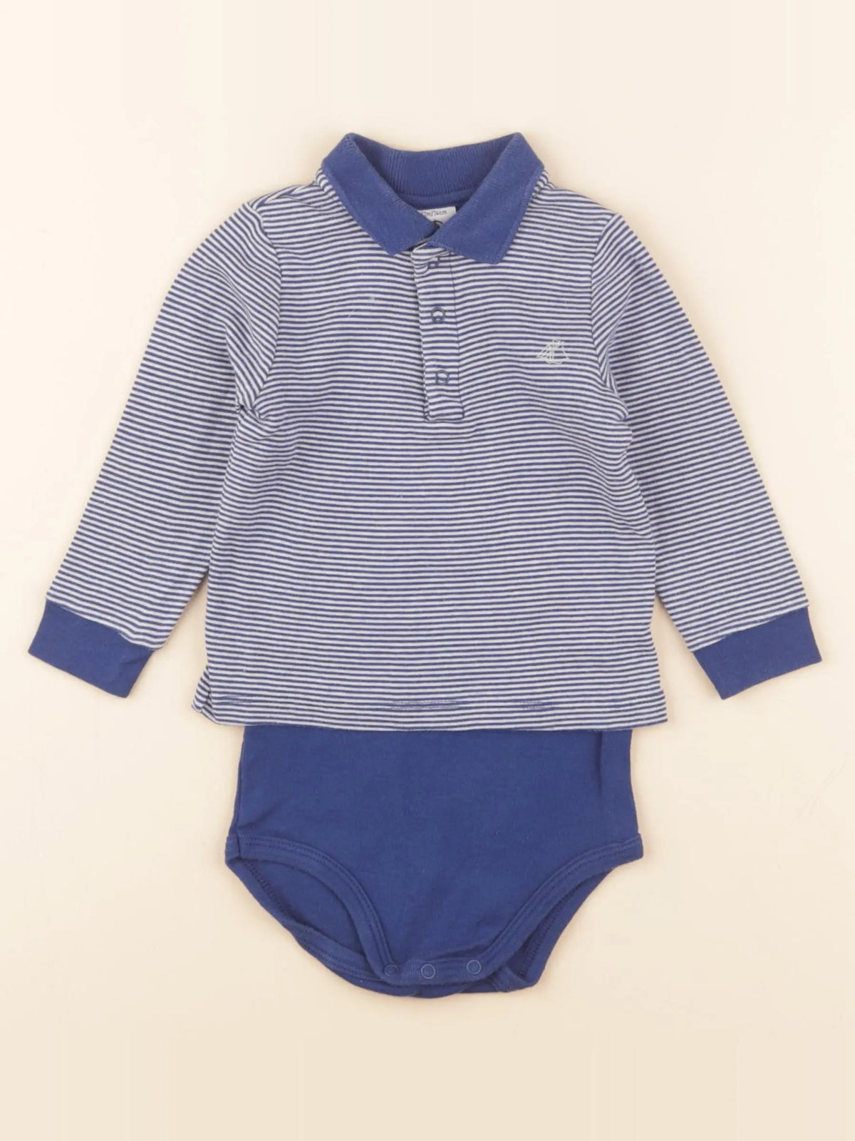 Petit Bateau - body tee-shirt bleu - 12 mois