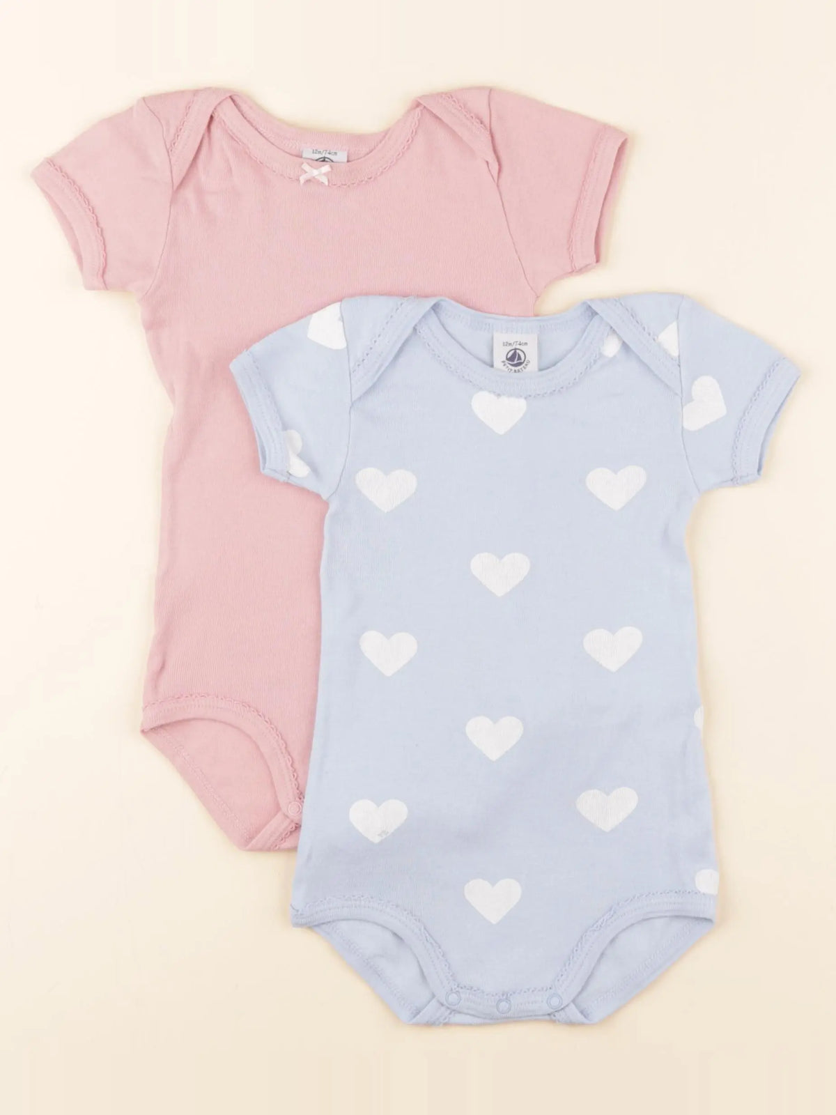 Petit Bateau - lot de 2 bodies en coton multicolore - 12 mois