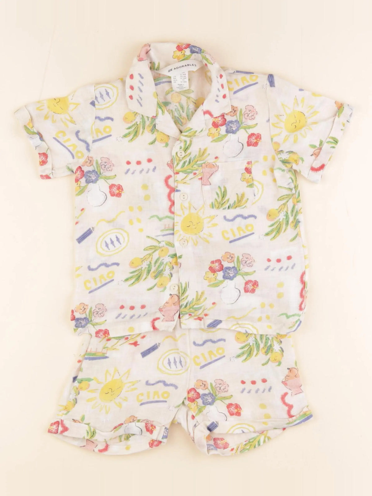H&M - ensemble beige, multicolore - 12/18 mois