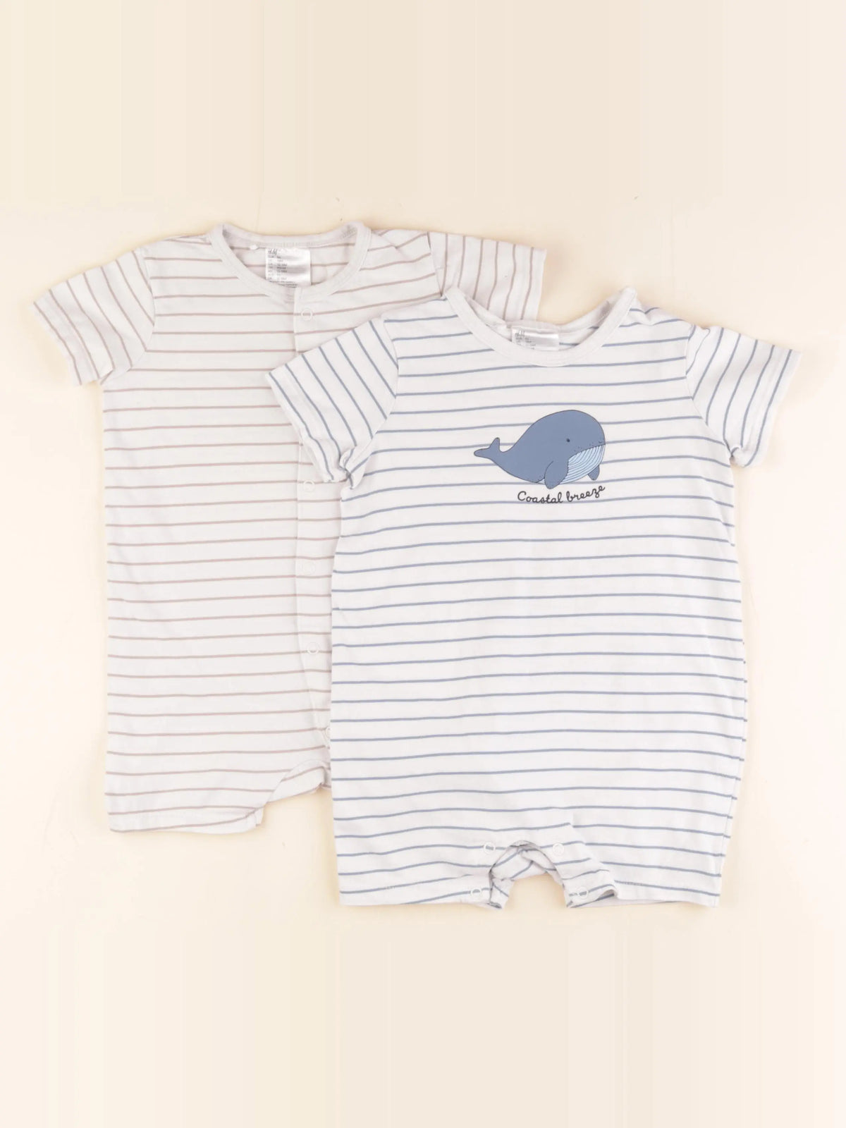 H&M - pyjama coton bleu, beige - 12/18 mois