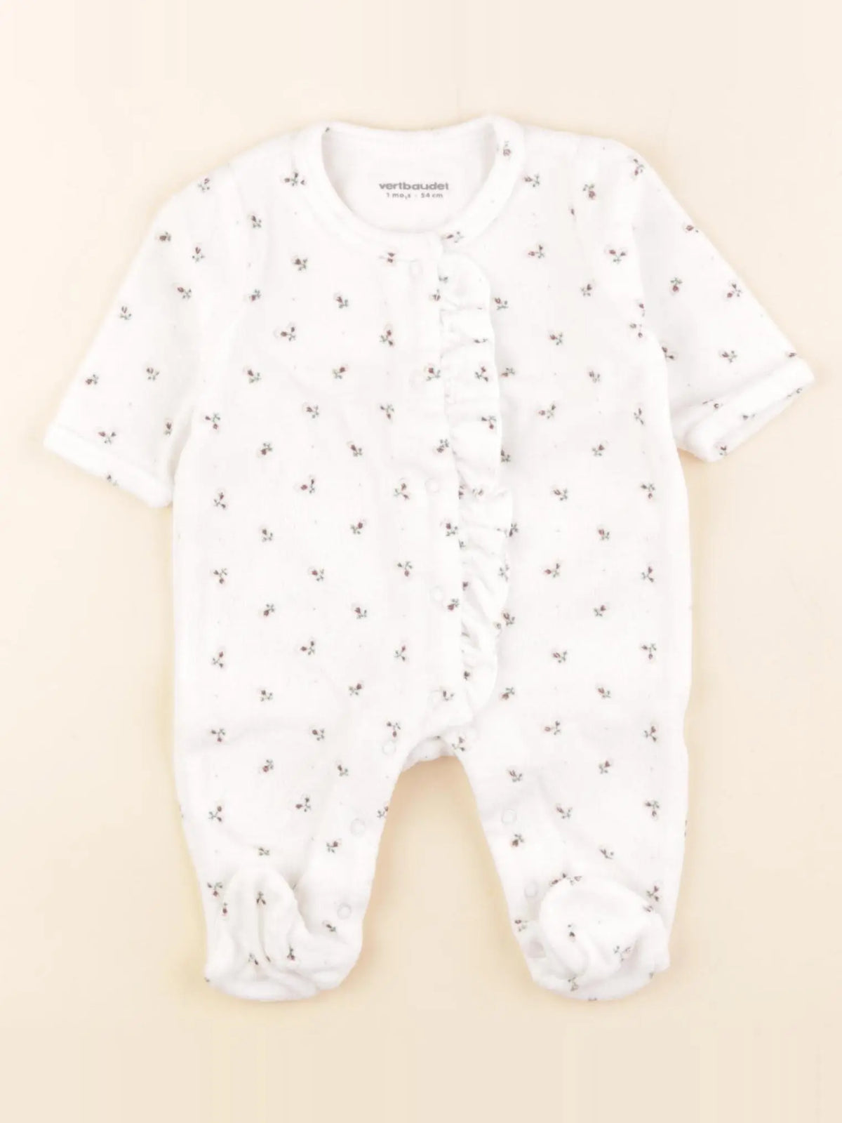 Vertbaudet - pyjama velours blanc - 1 mois