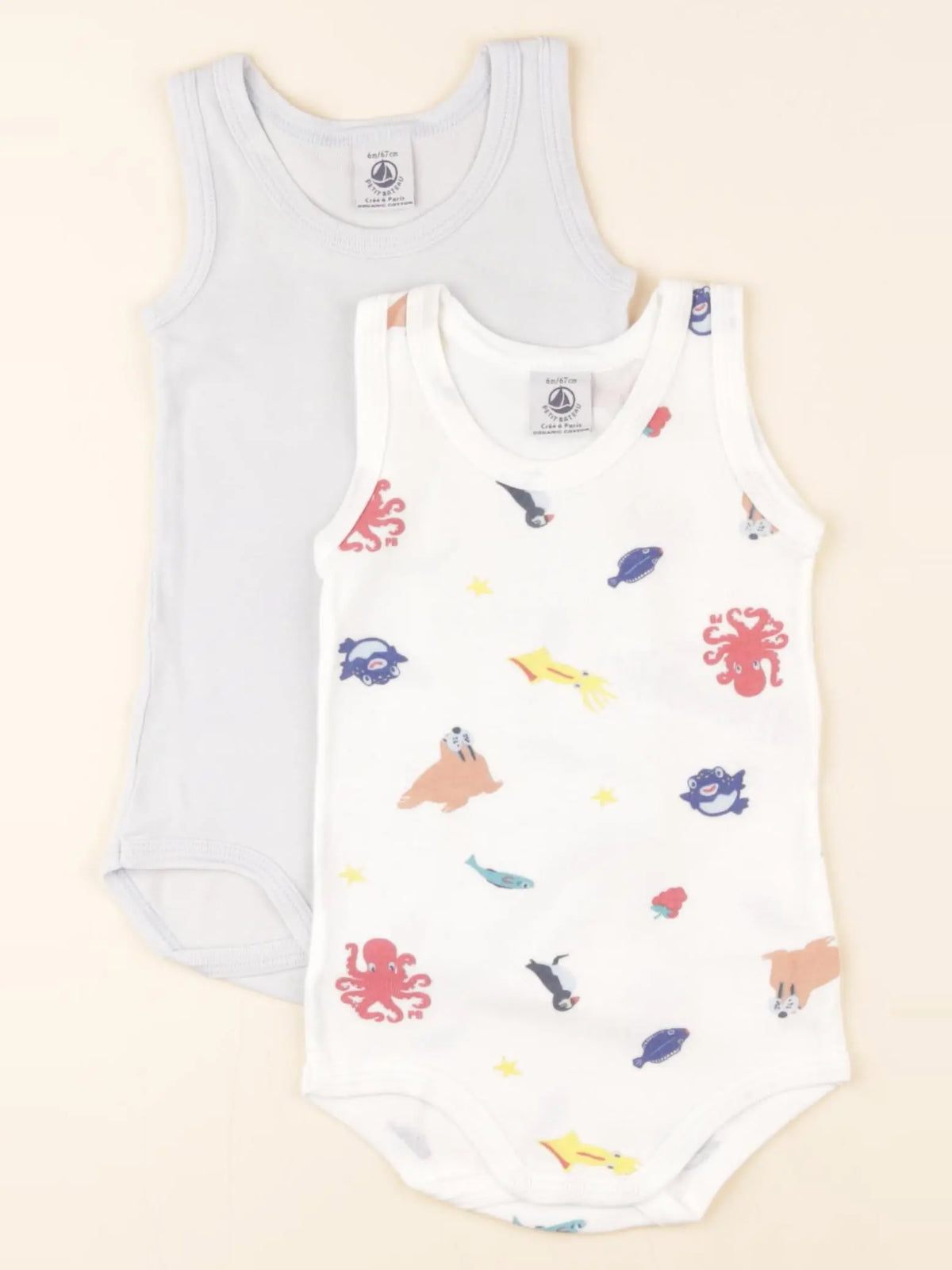 Petit Bateau - lot de 2 bodies en coton multicolore - 6 mois
