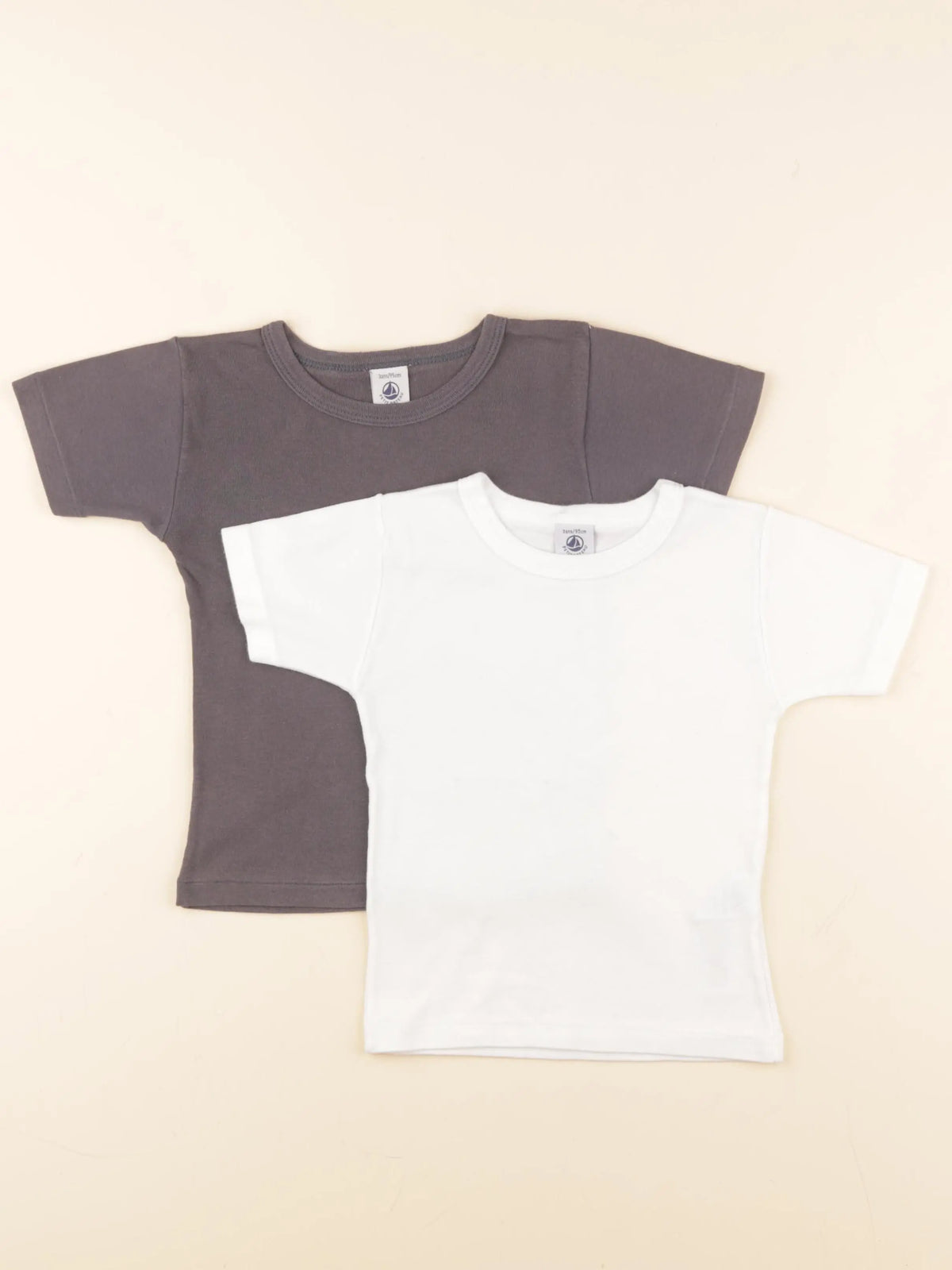 Petit Bateau - lot de 2 maillots de corps blanc, gris - 3 ans