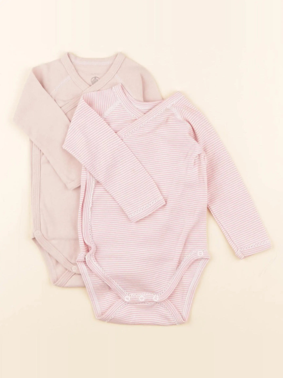 Petit Bateau - lot de 2 bodies en coton rose - 6 mois