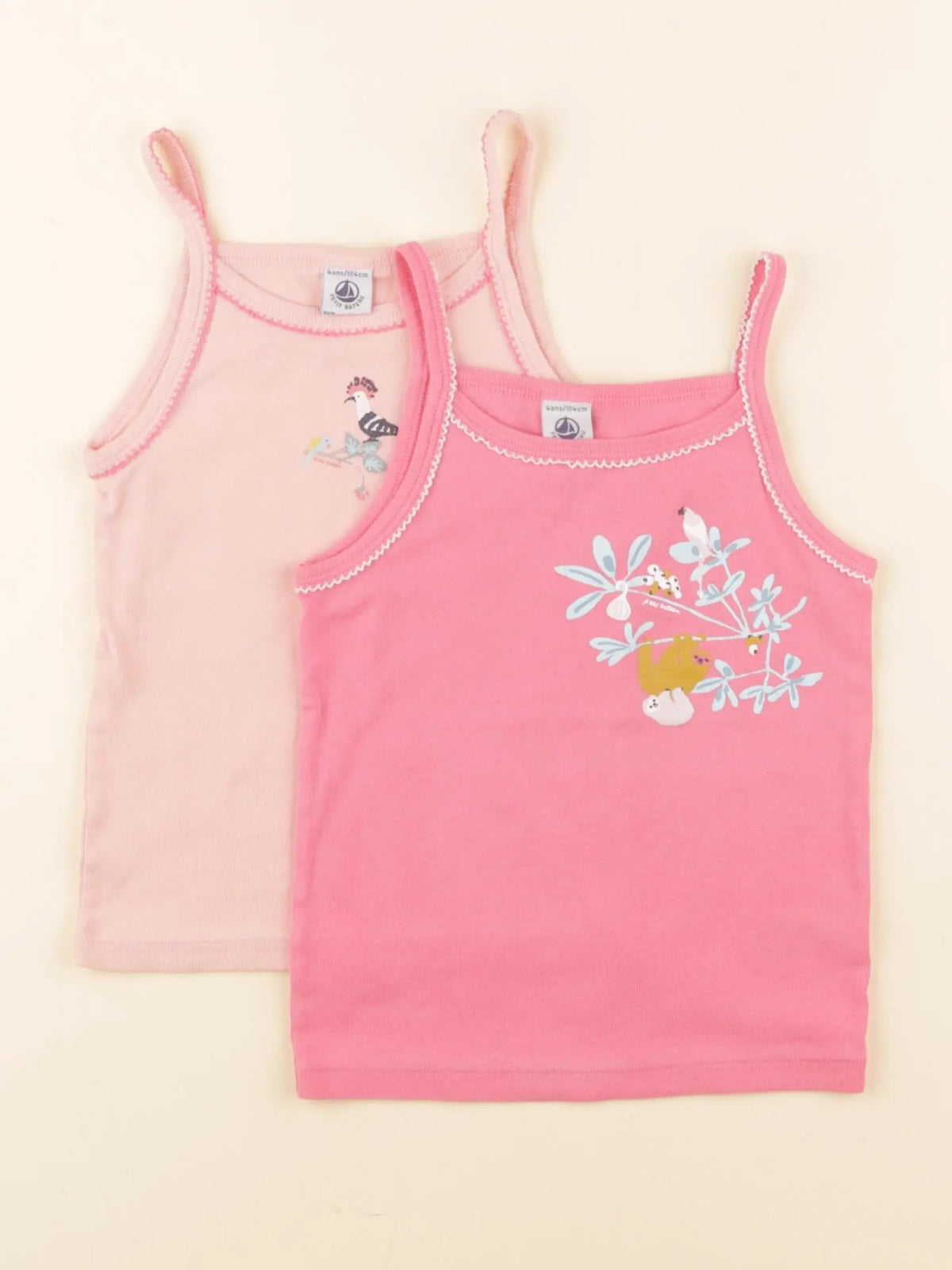 Petit Bateau - lot de 2 maillots de corps rose - 4 ans