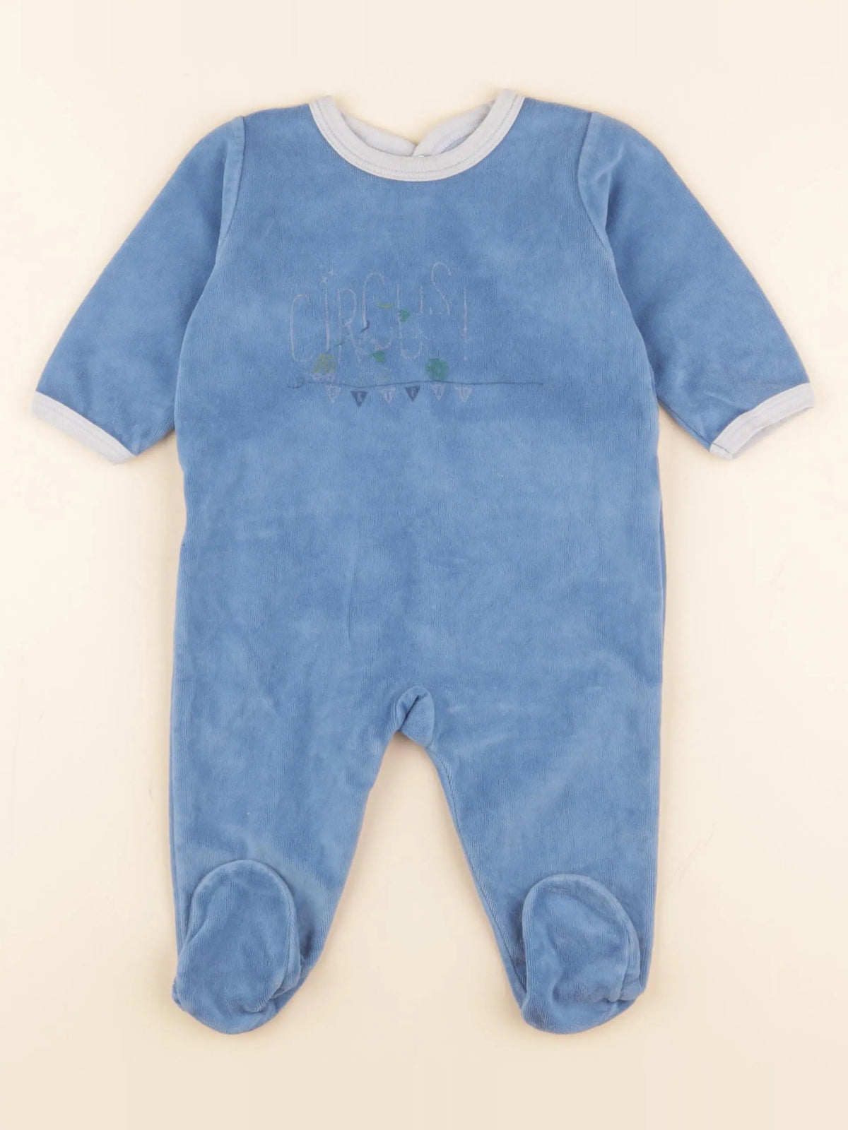 Petit Bateau - pyjama velours bleu - 3 mois
