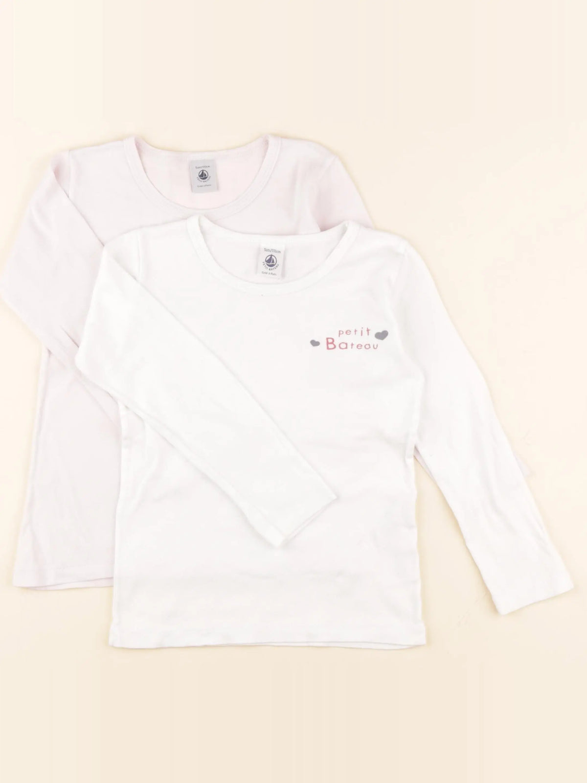 Petit Bateau - lot de 2 maillots de corps blanc, rose - 5 ans