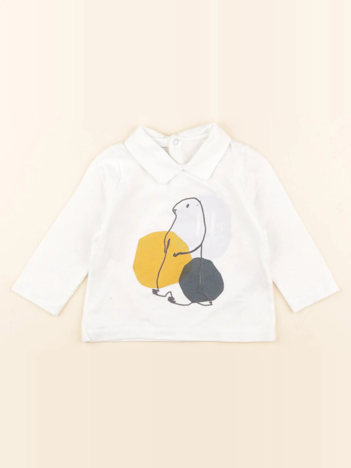 Petit Bateau - polo blanc - 12 mois