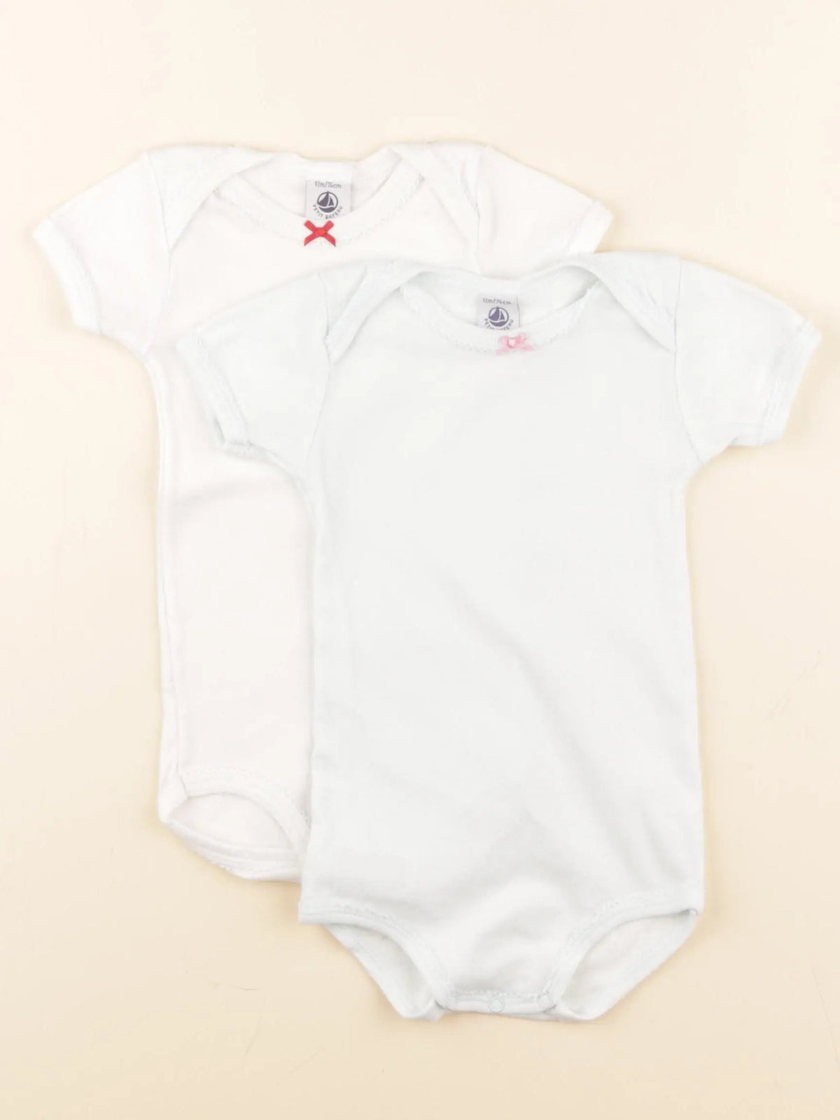 Petit Bateau - lot de 2 bodies en coton blanc, vert - 12 mois