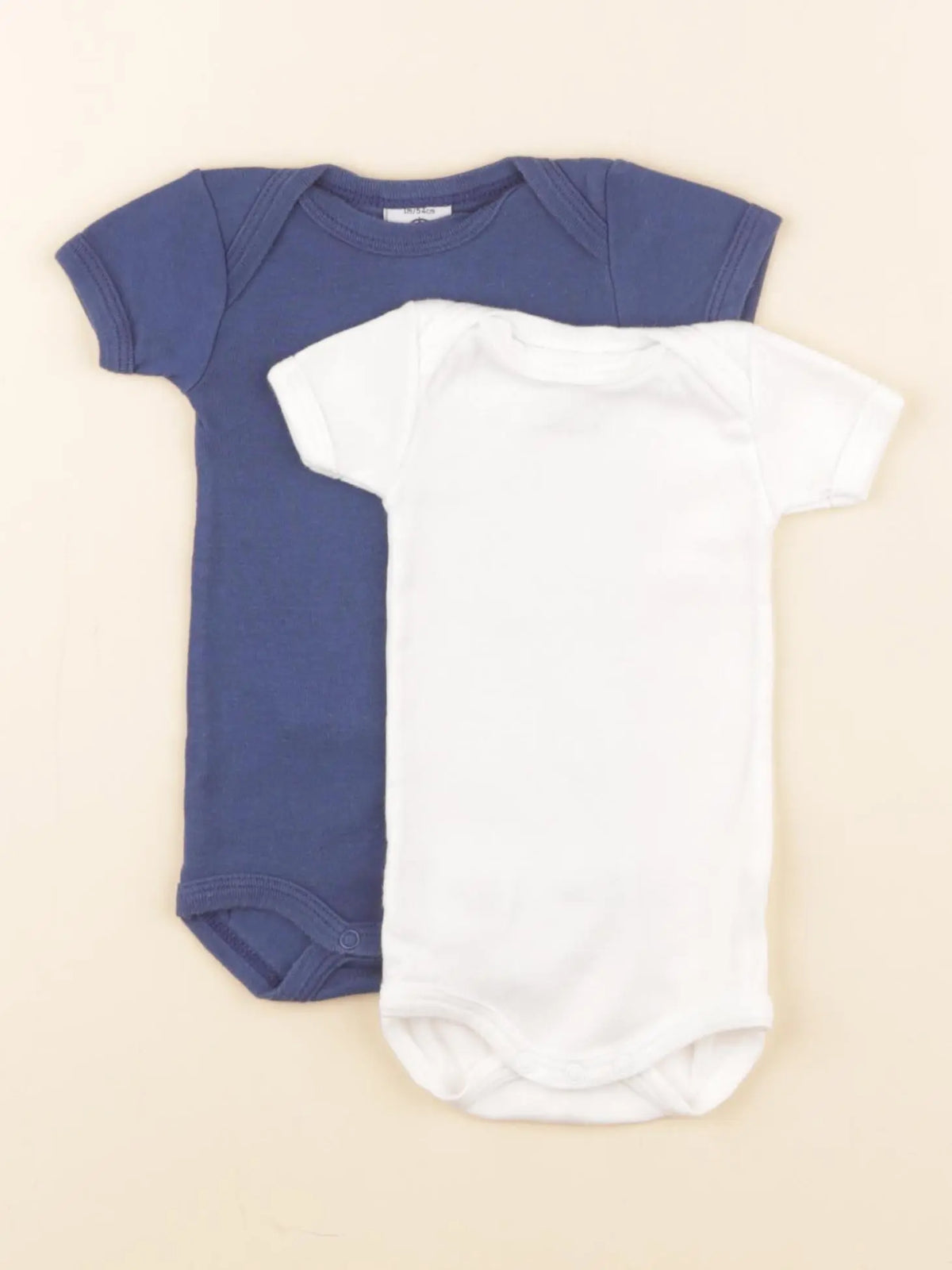 Petit Bateau - lot de 2 bodies en coton blanc, bleu - 1 mois