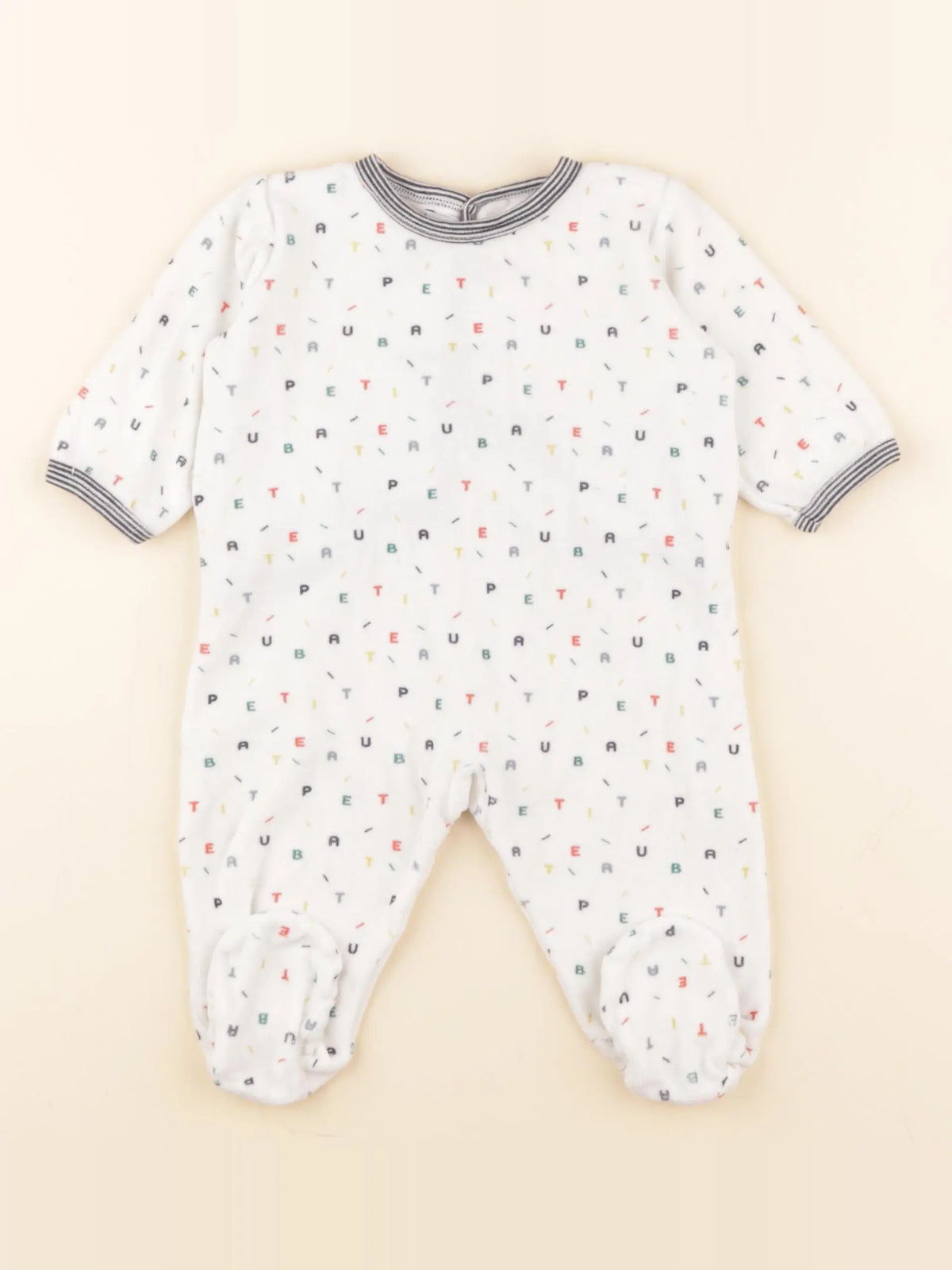 Petit Bateau - pyjama velours blanc, multicolore - 6 mois