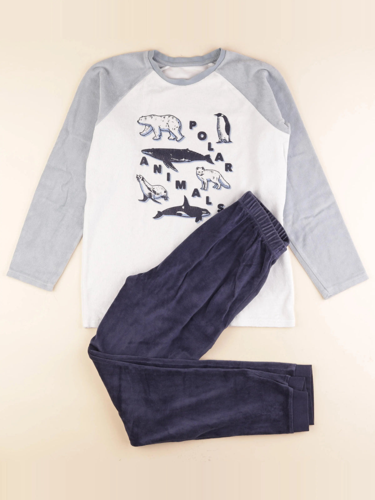 Vertbaudet - pyjama velours blanc, bleu - 14 ans