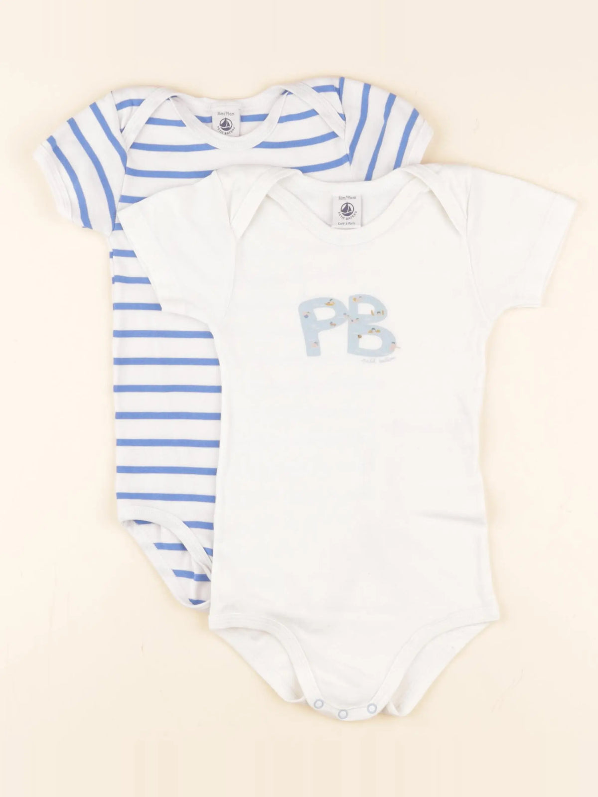 Petit Bateau - lot de 2 bodies en coton blanc - 36 mois
