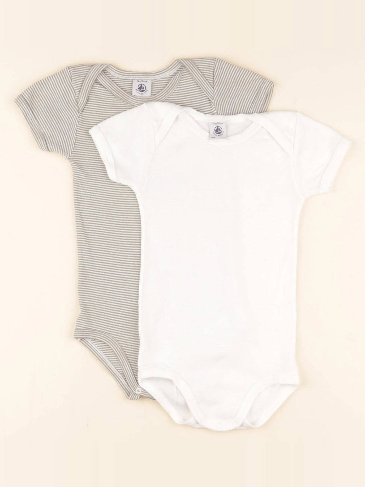 Petit Bateau - lot de 2 bodies en coton blanc, vert - 24 mois