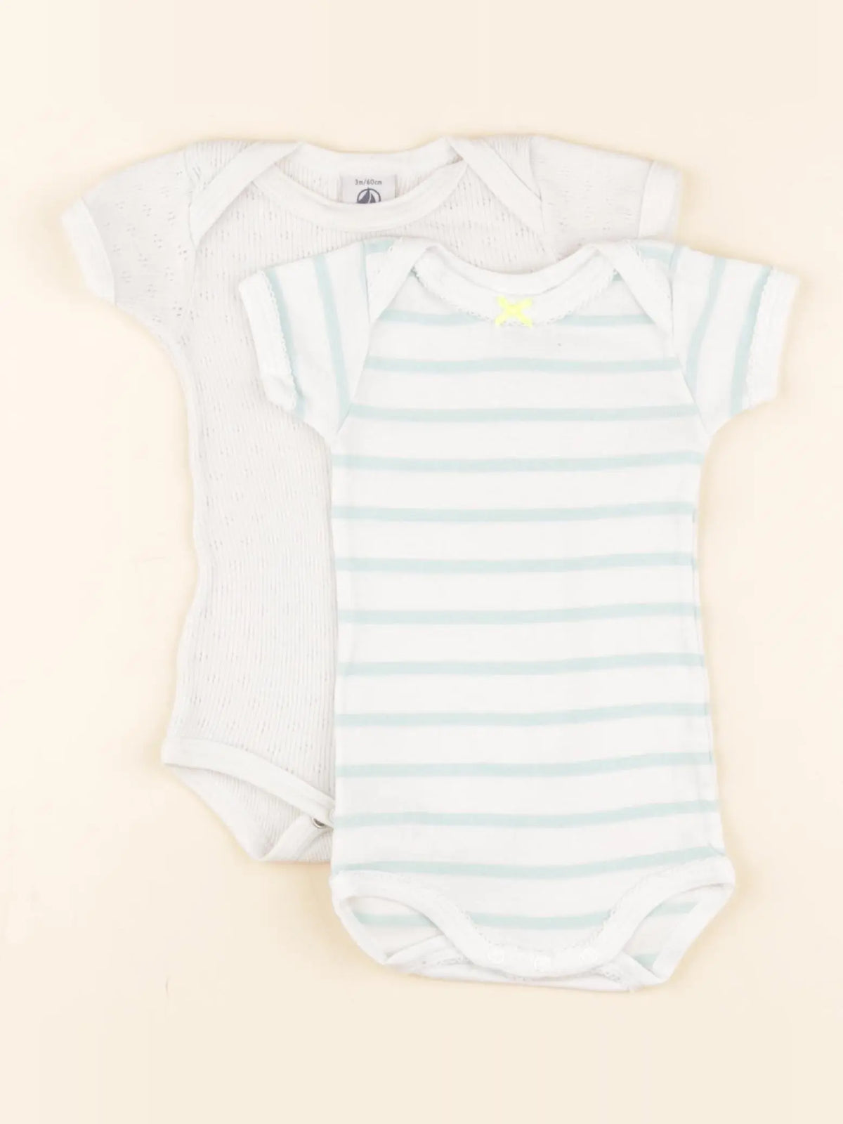 Petit Bateau - lot de 2 bodies en coton blanc - 3 mois