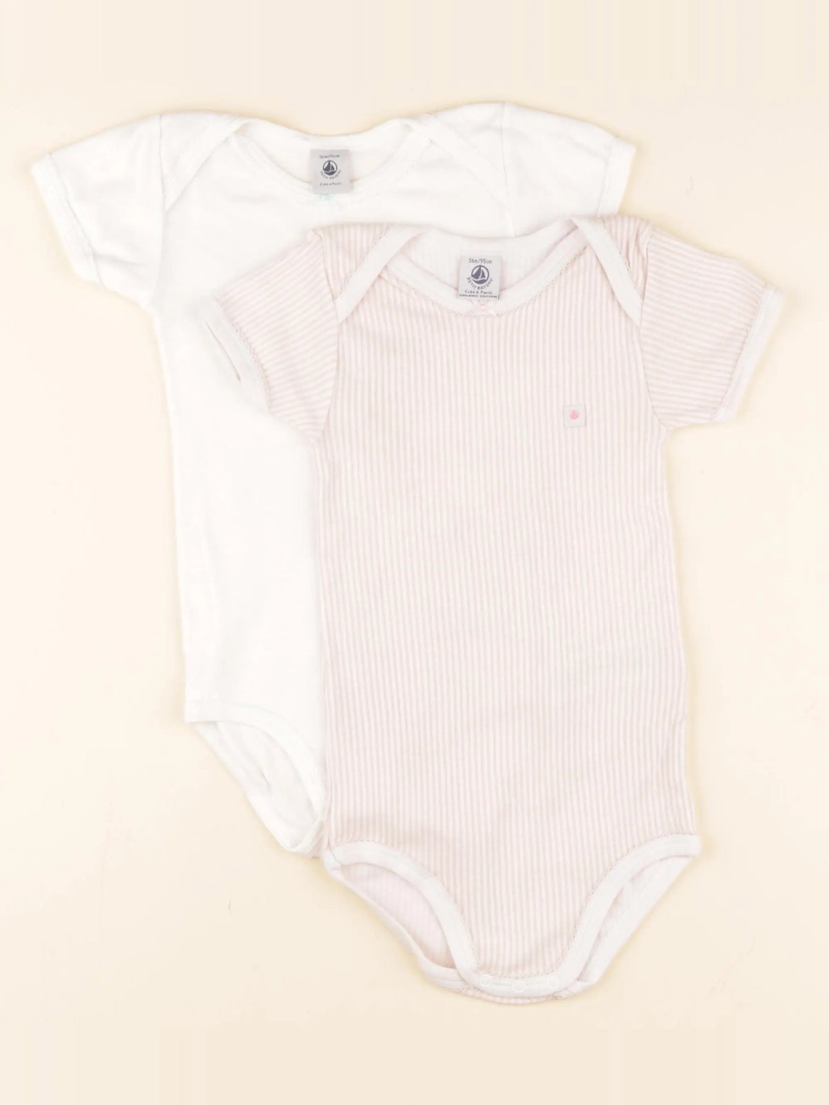Petit Bateau - lot de 2 bodies en coton blanc - 36 mois