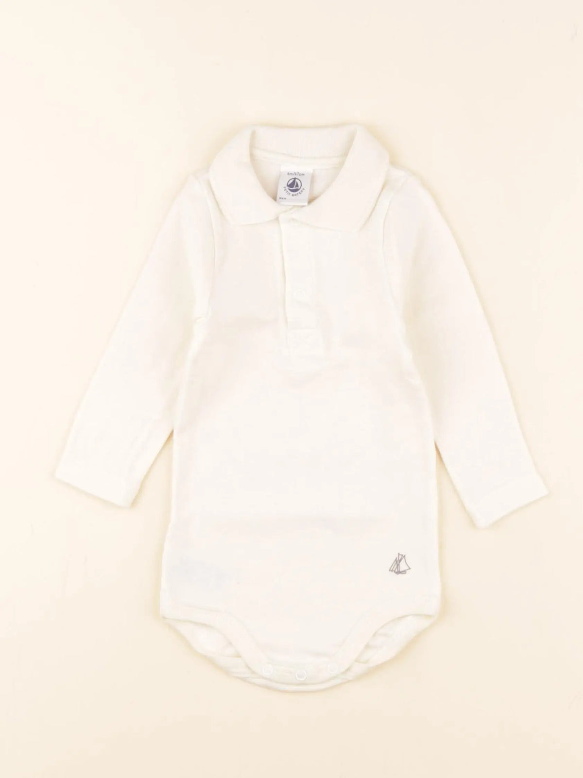 Petit Bateau - body à col beige - 6 mois