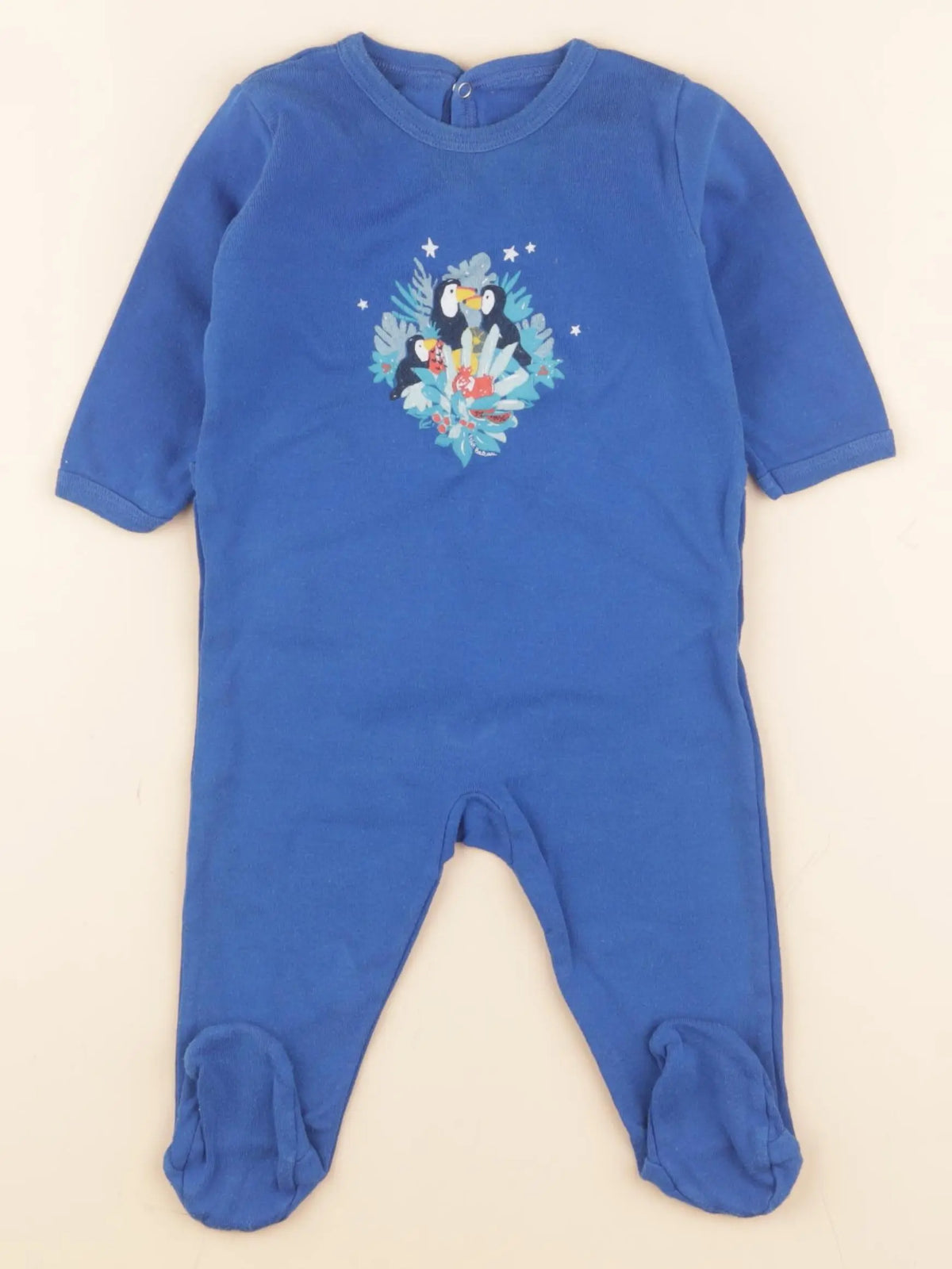 Petit Bateau - pyjama coton bleu - 6 mois