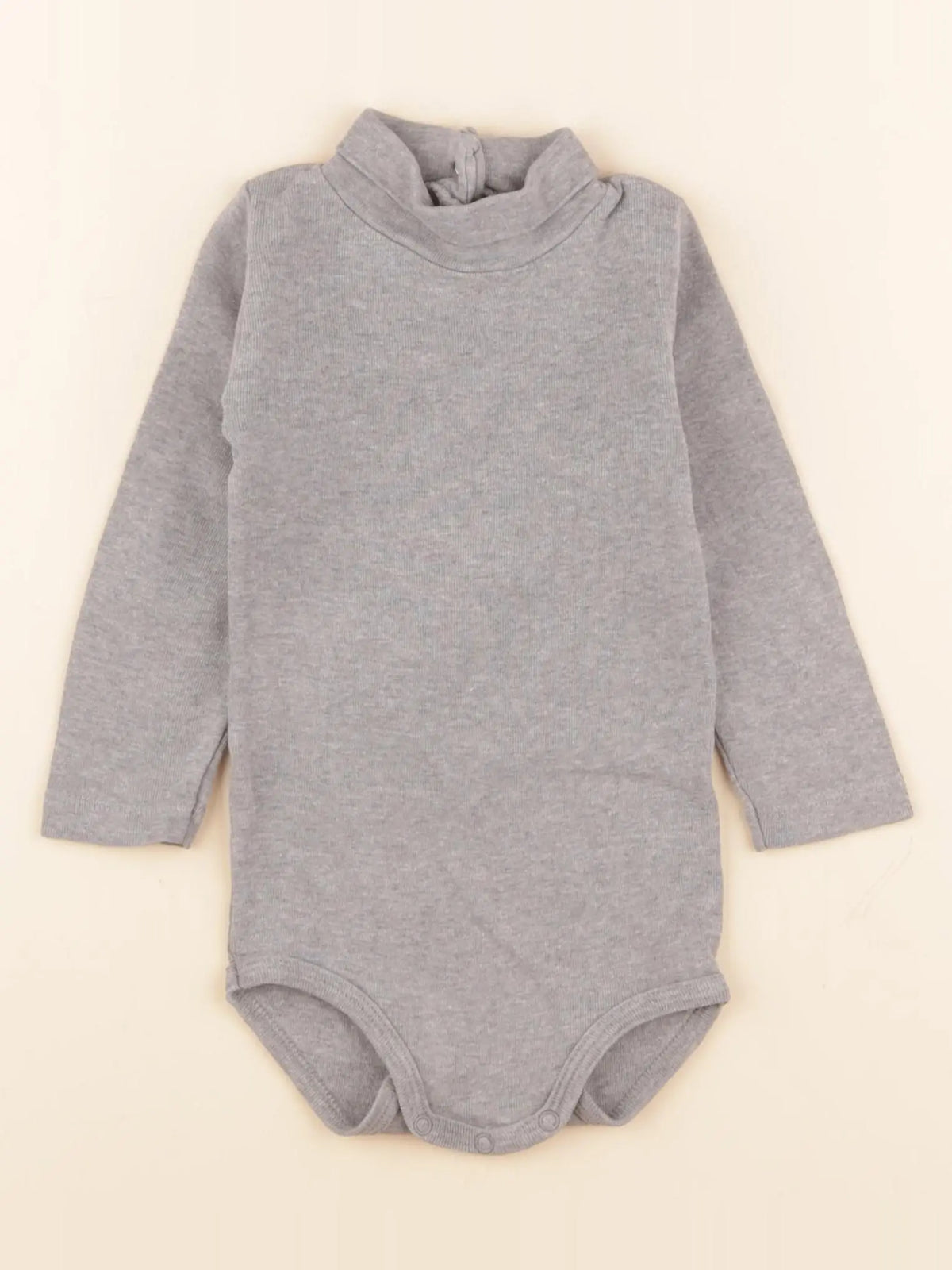 Petit Bateau - body à col gris - 12 mois