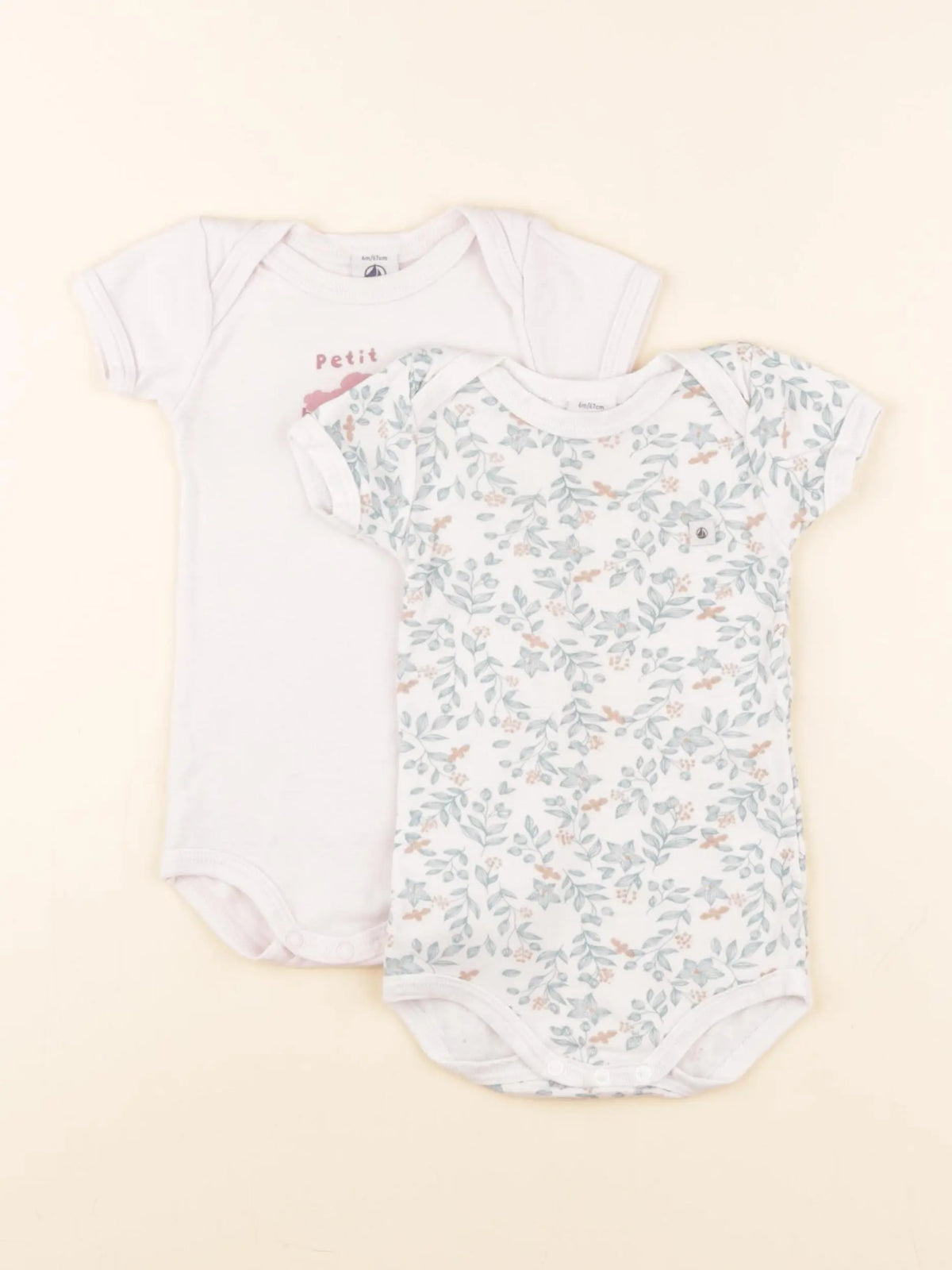 Petit Bateau - lot de 2 bodies en coton multicolore - 6 mois
