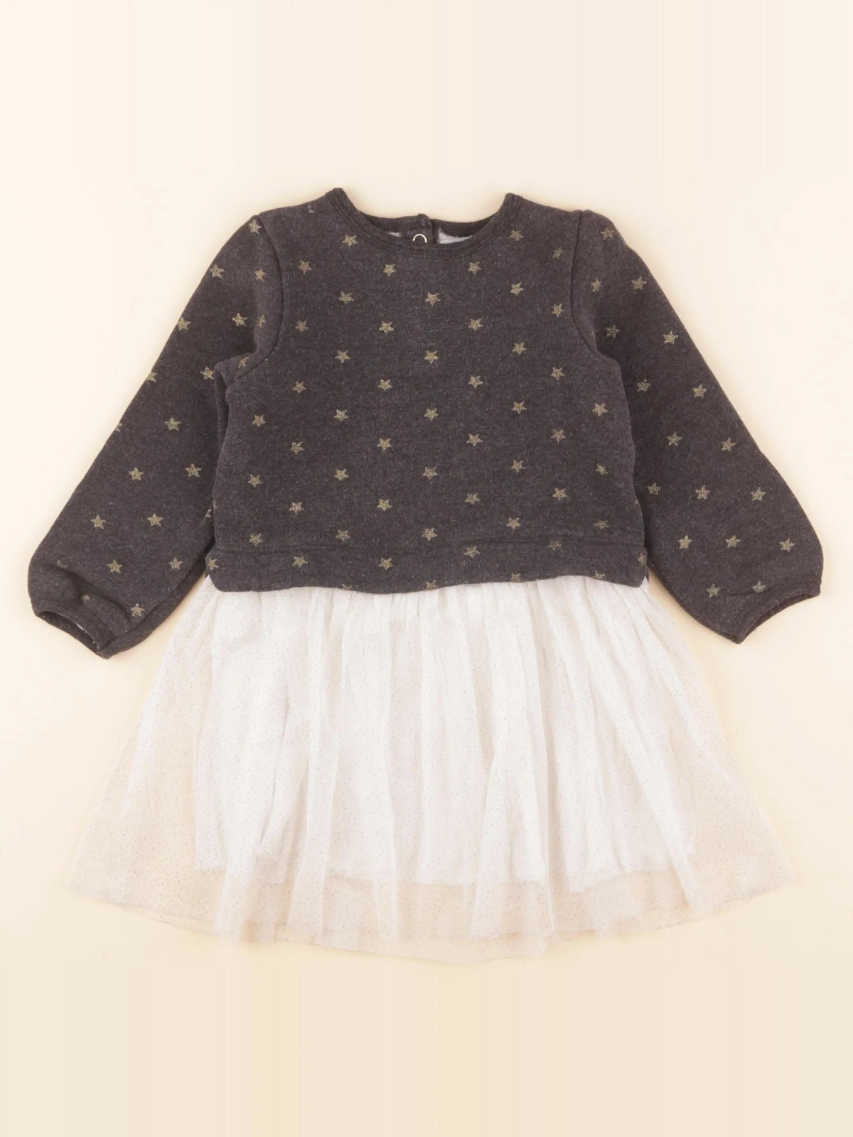 Petit Bateau - robe gris, blanc - 4 ans