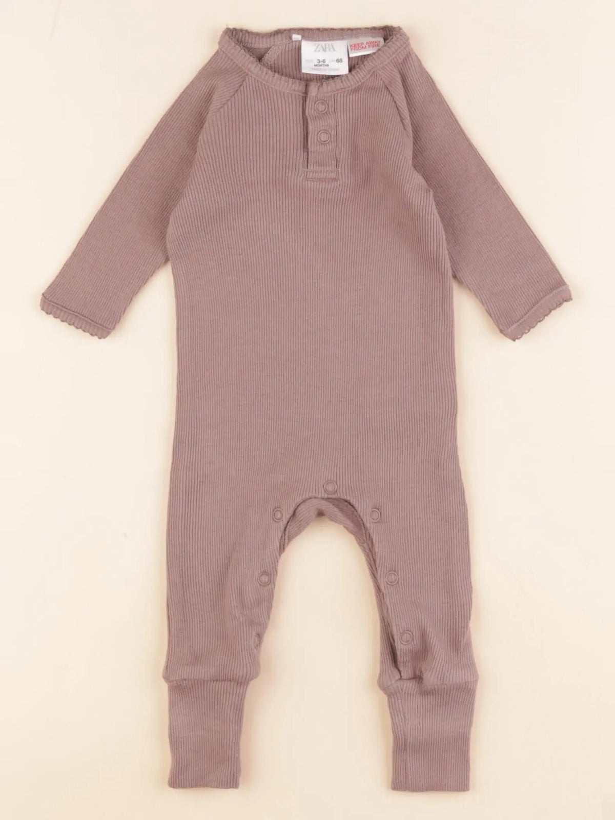 Zara - pyjama coton marron - 3/6 mois