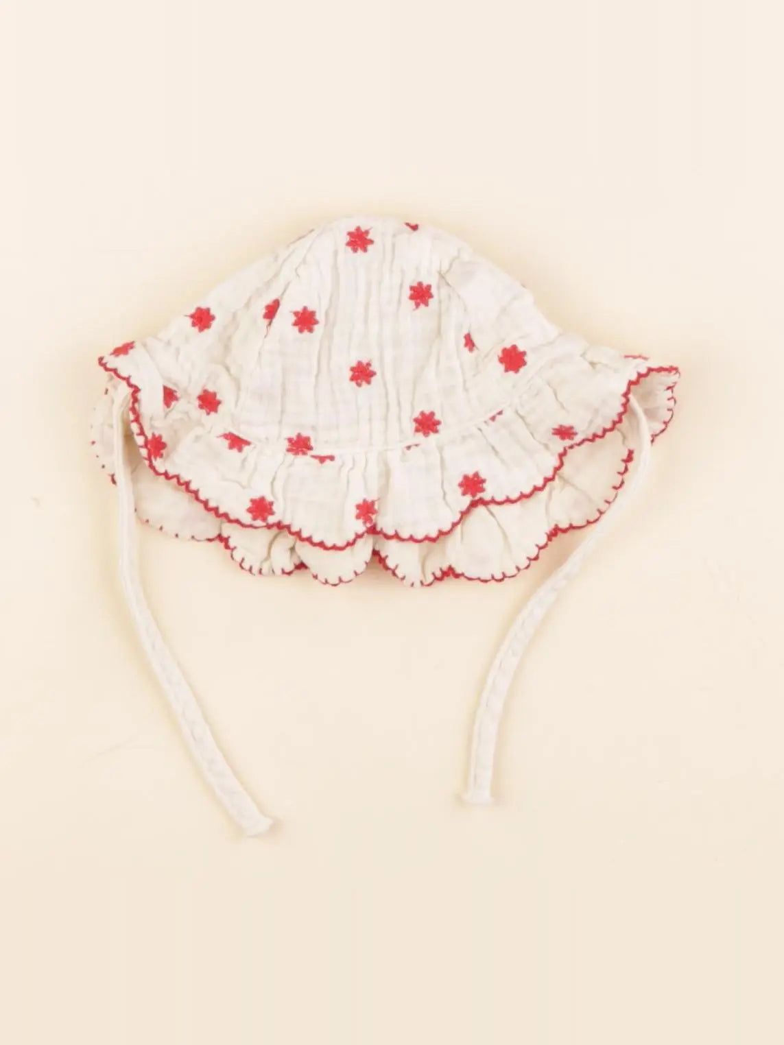 Zara - chapeau beige, rouge - 6/12 mois