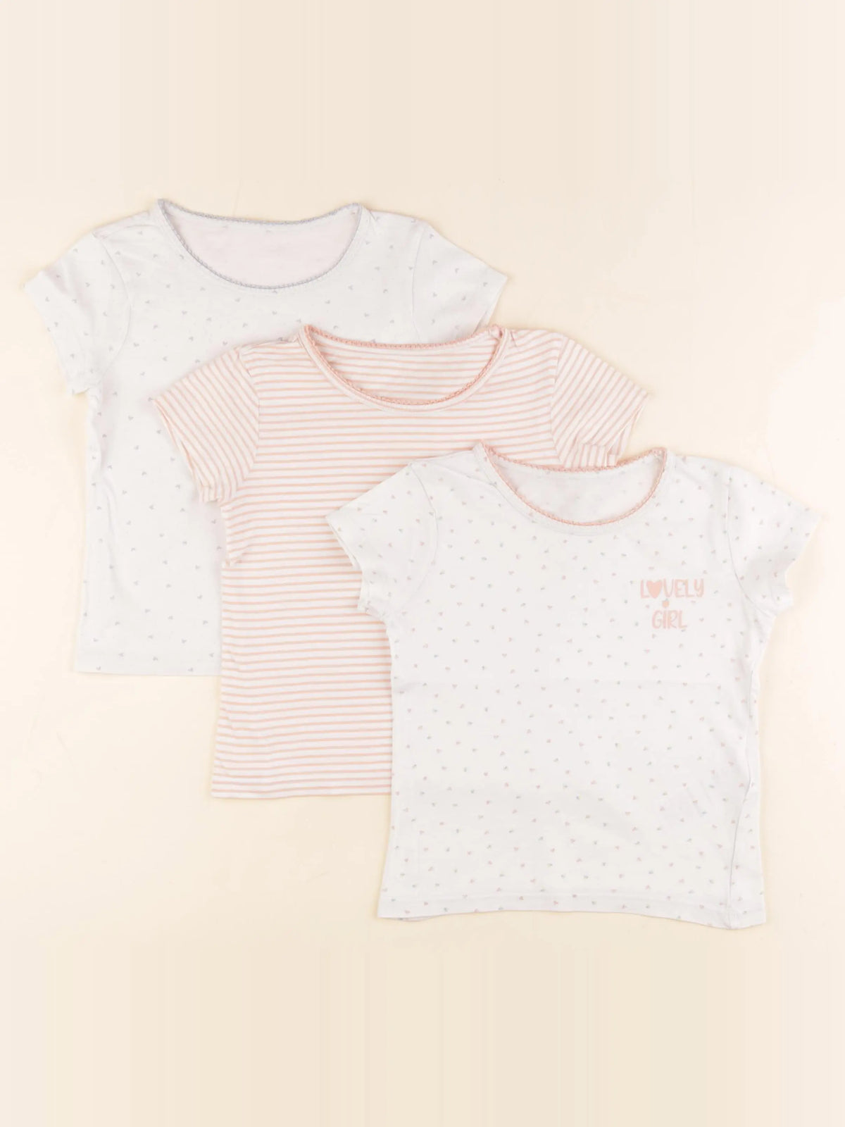 Vertbaudet - lot de 3 maillots de corps rose, bleu - 4 ans