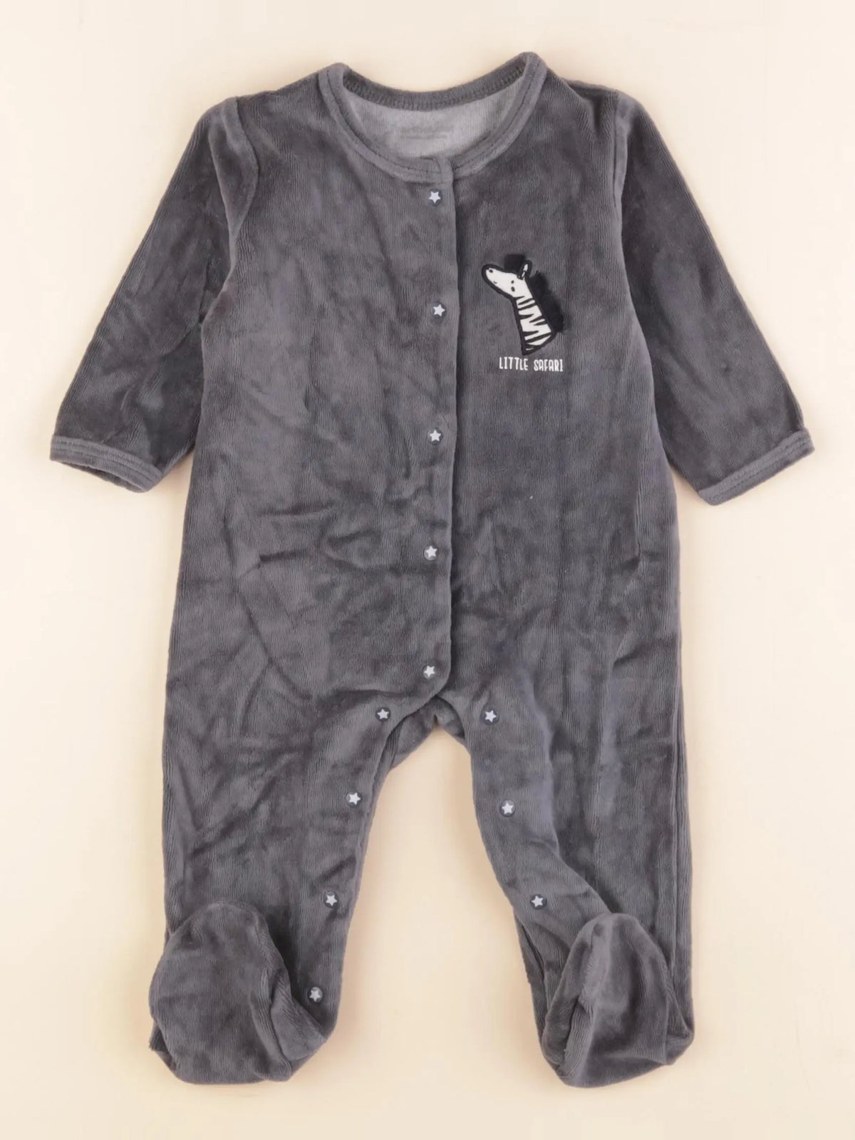Vertbaudet - pyjama velours gris - 6 mois
