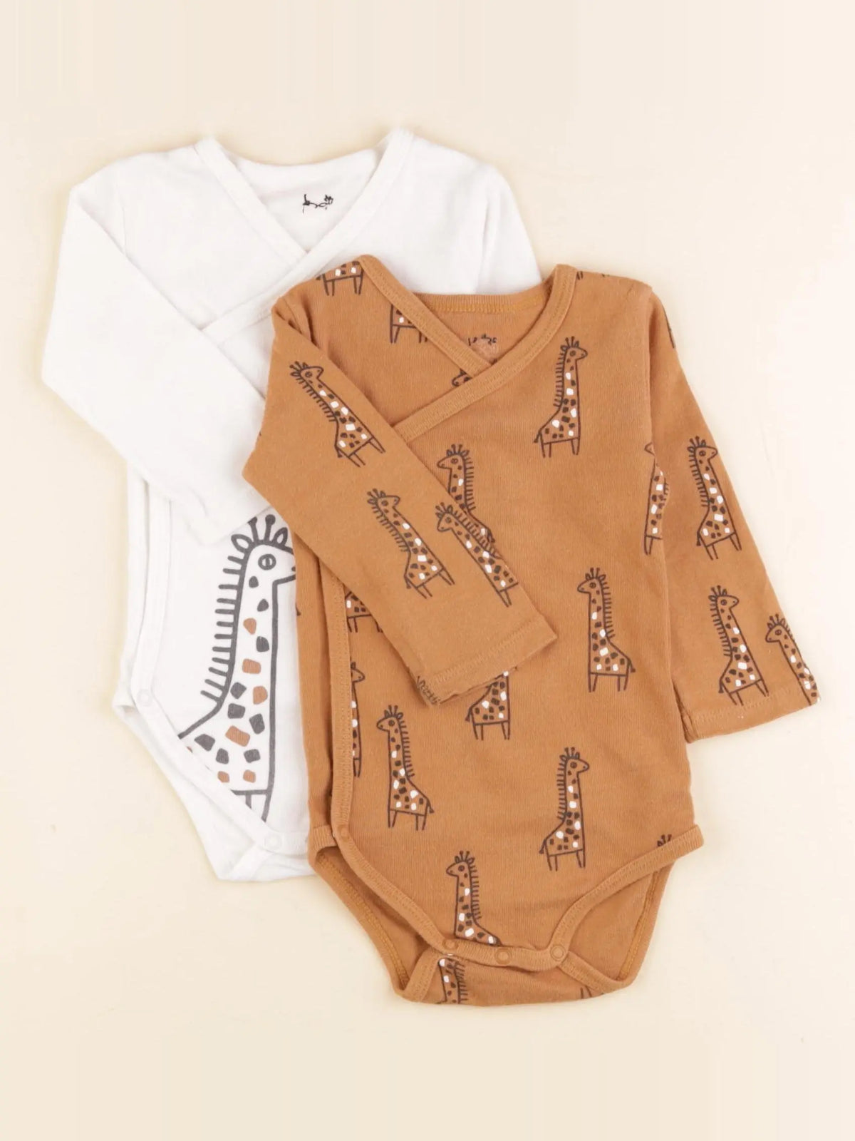 La Redoute - lot de 2 bodies en coton blanc, marron - 9 mois