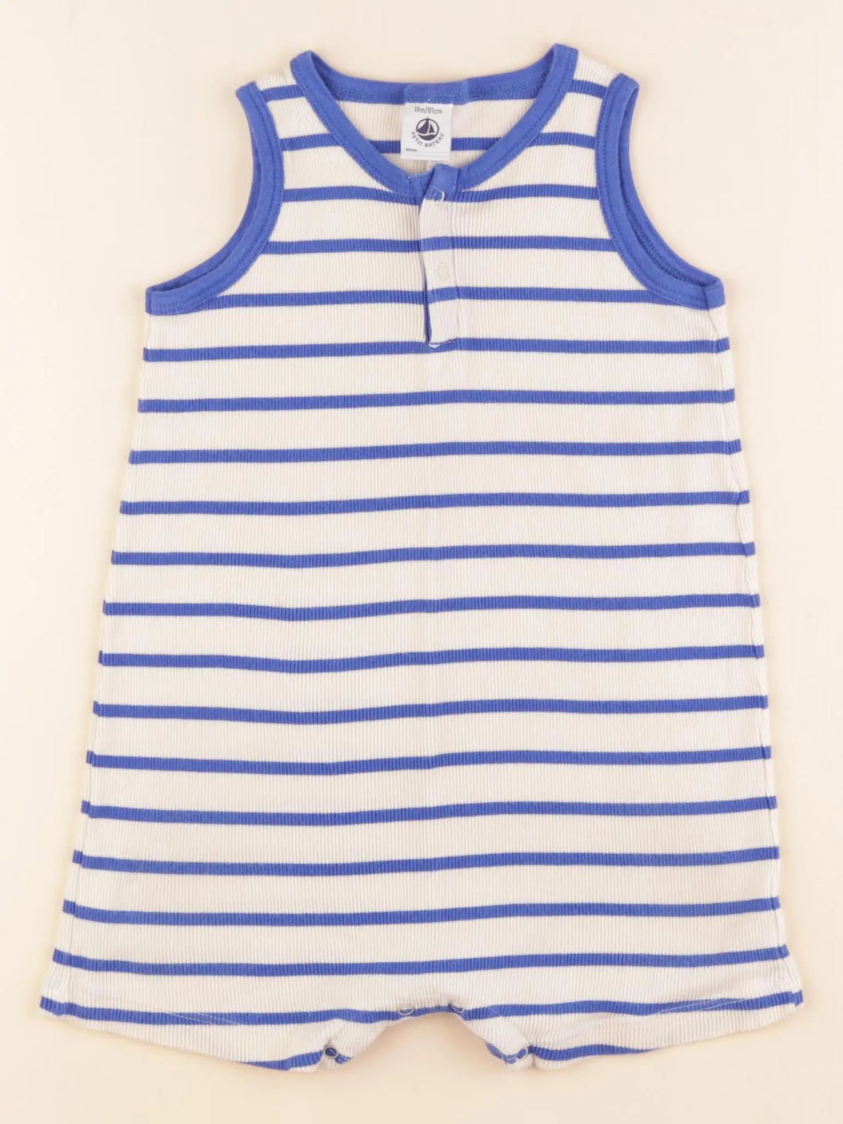 Petit Bateau - combinaison beige, bleu - 18 mois