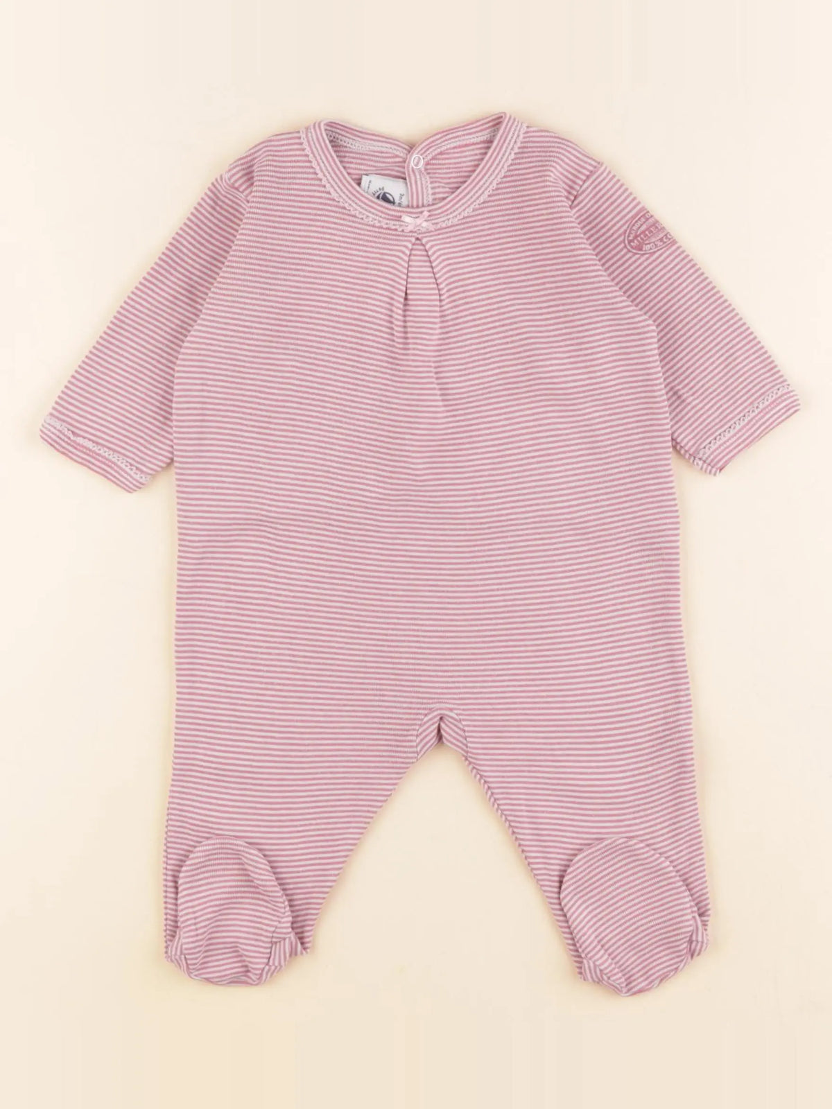 Petit Bateau - pyjama coton rose, blanc - 3 mois