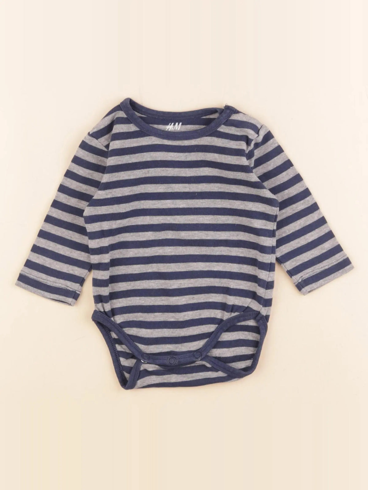 H&M - body bleu, gris - 2/4 mois