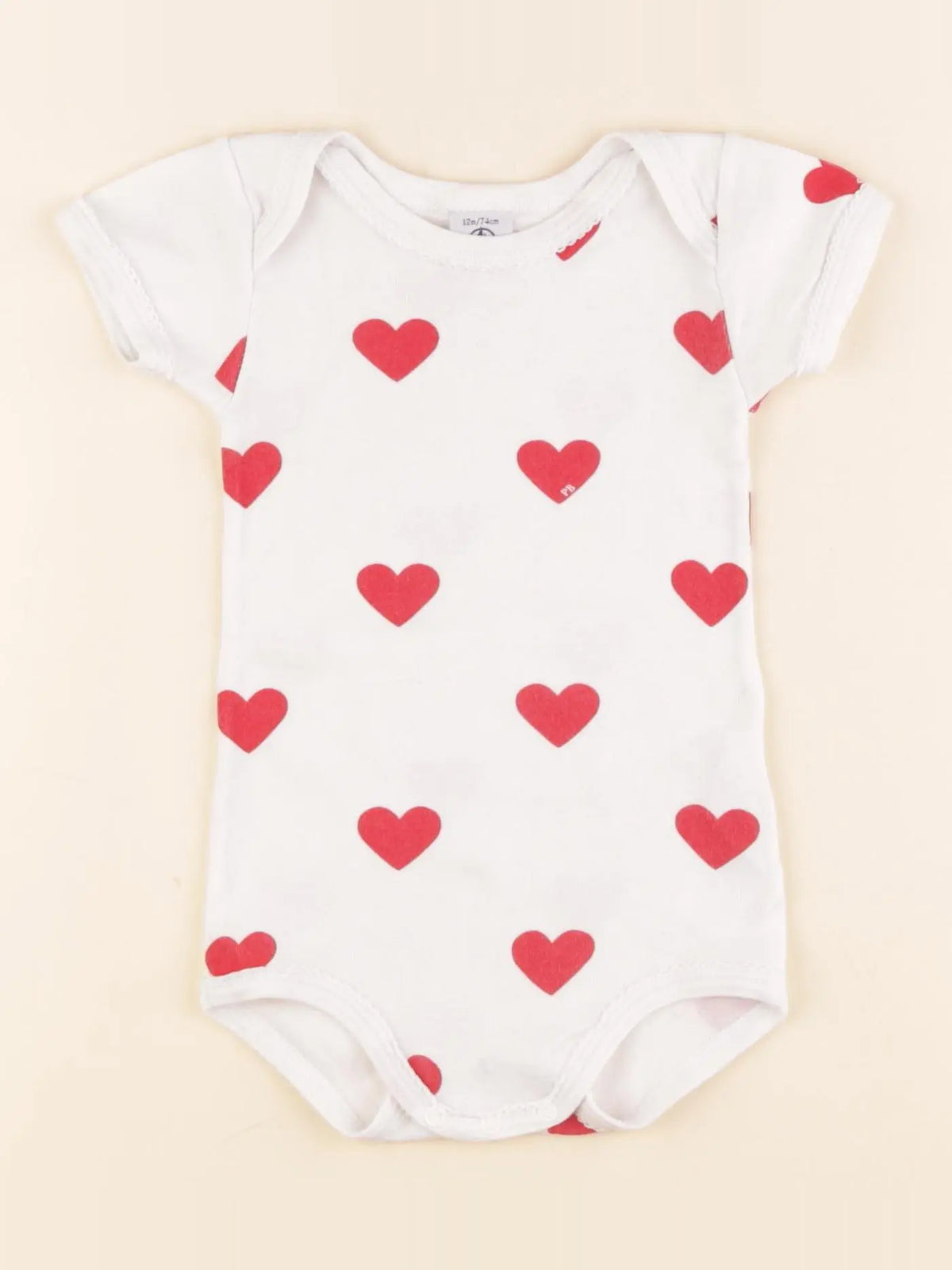 Petit Bateau - body blanc, rouge - 12 mois