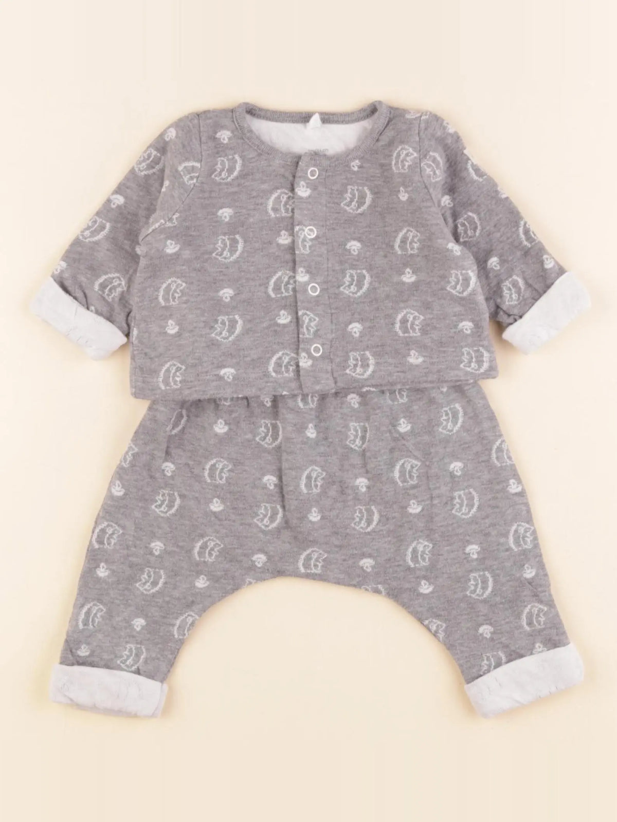Petit Bateau - ensemble gris - 1 mois