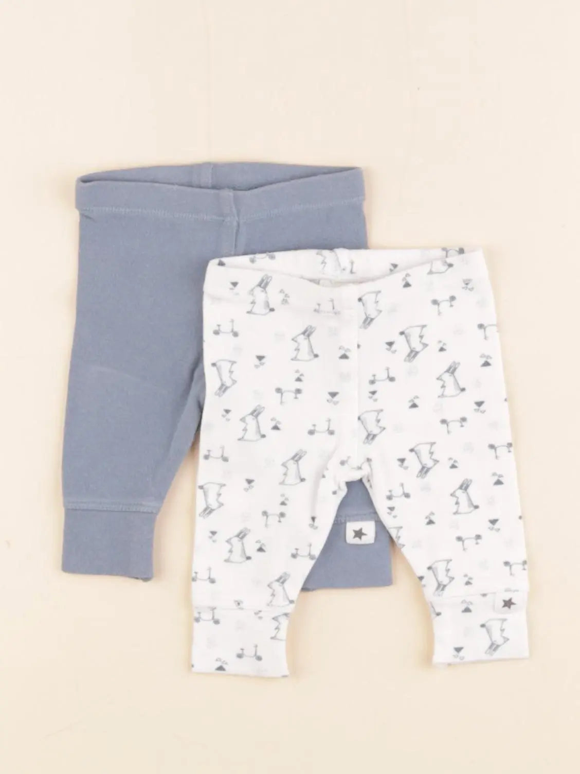 Tape à l'oeil - lot de 2 leggings bleu, blanc - 1 mois