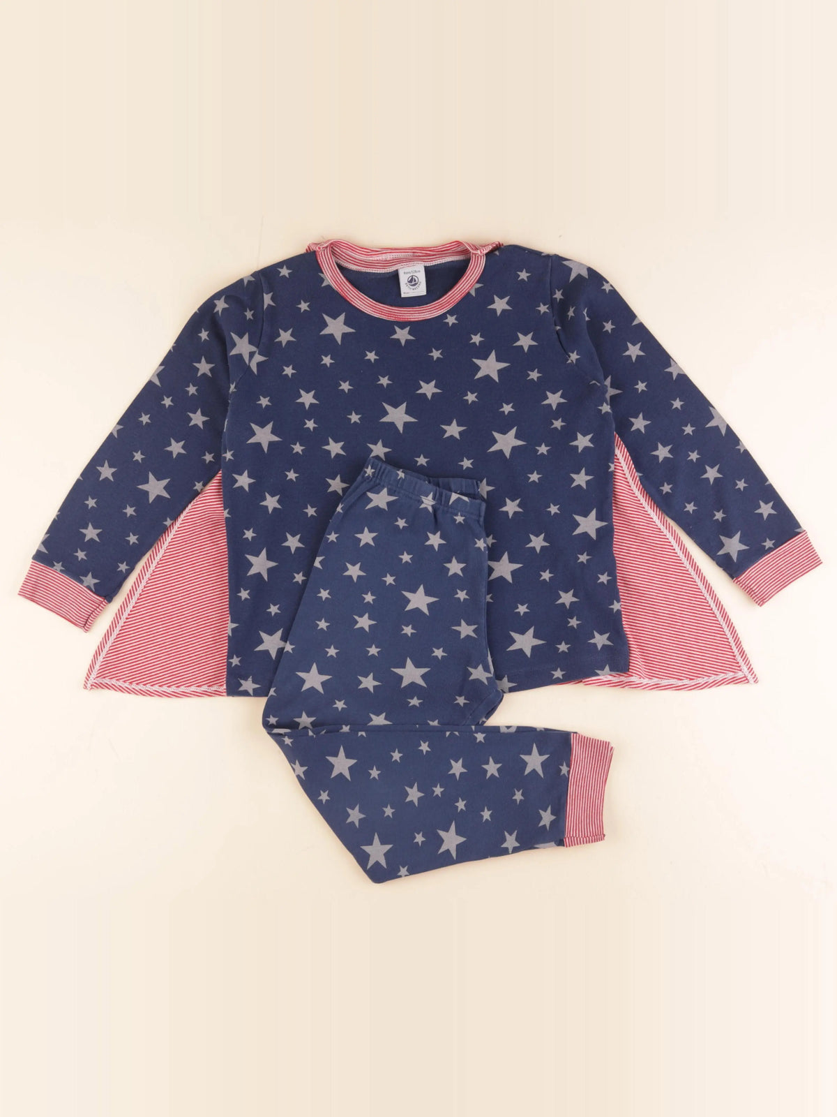 Petit Bateau - pyjama coton bleu, rouge - 8 ans