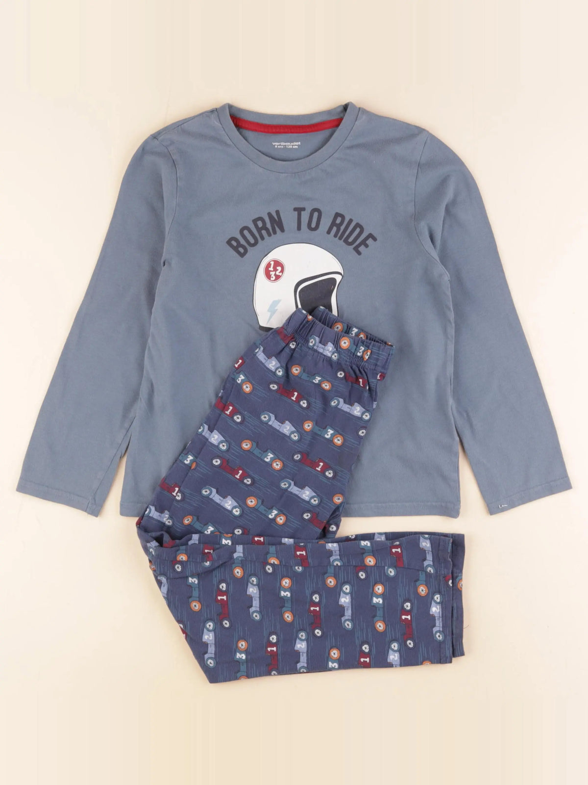 Vertbaudet - pyjama coton bleu - 8 ans
