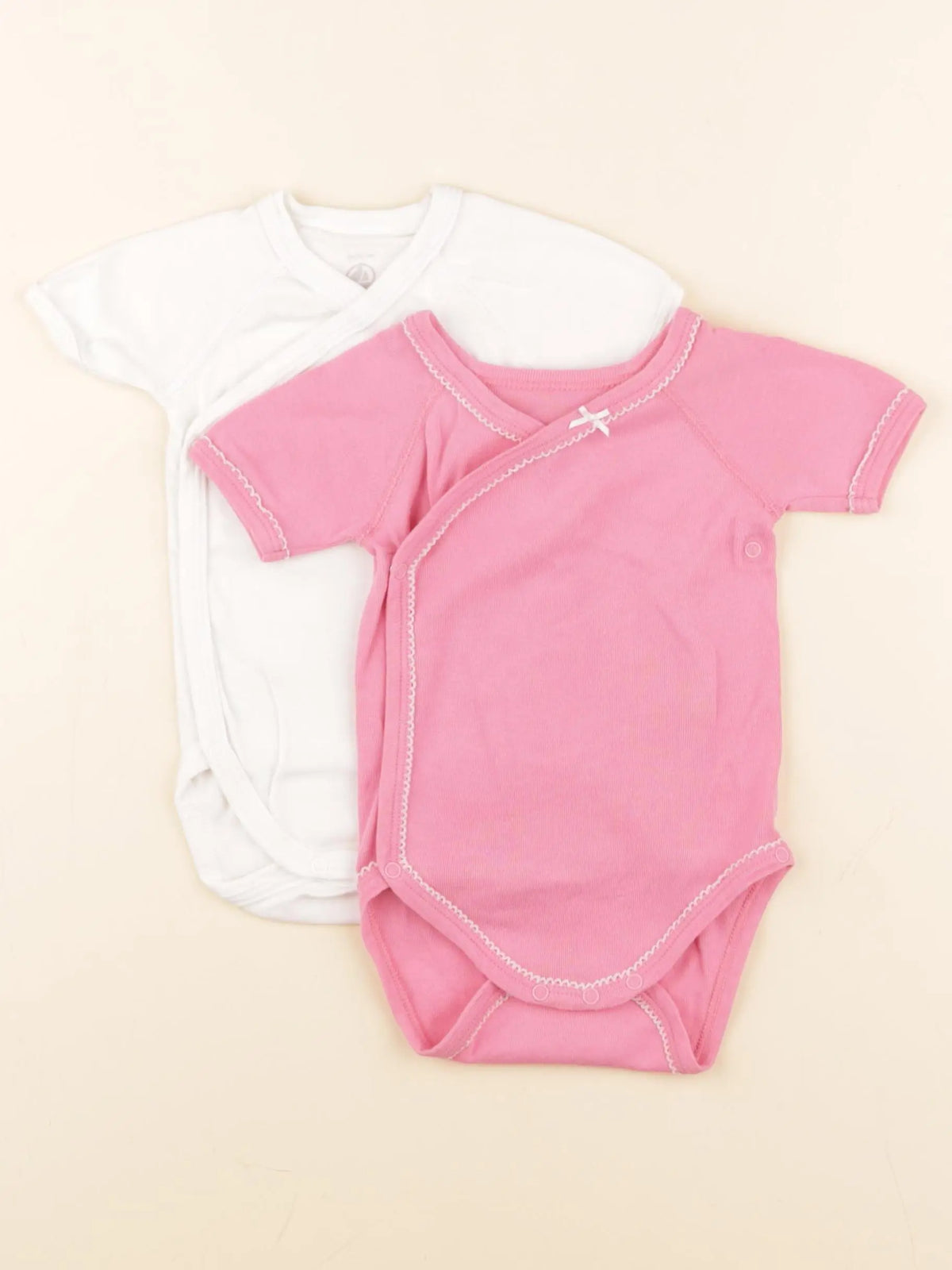 Petit Bateau - lot de 2 bodies en coton rose - 6 mois