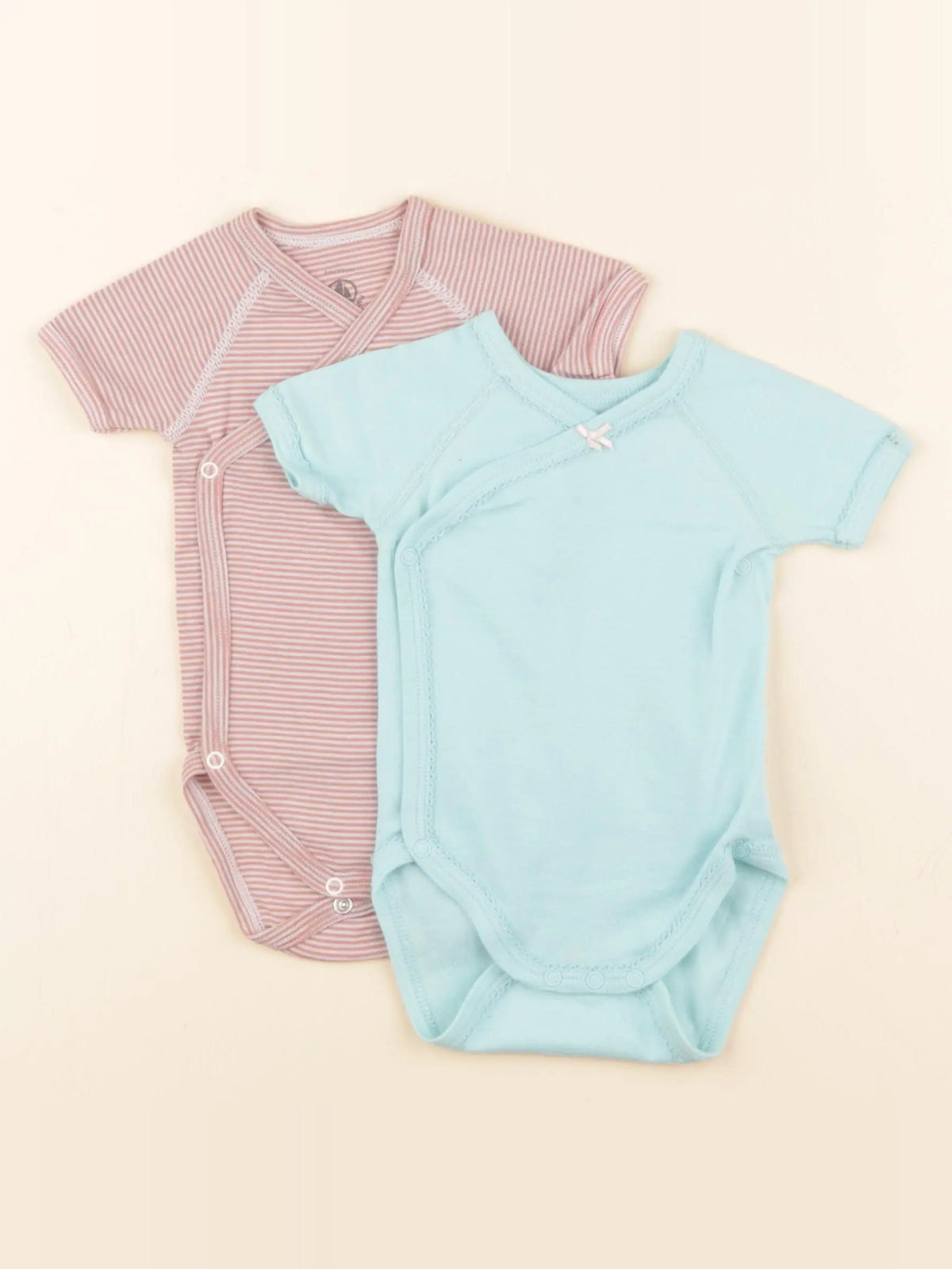 Petit Bateau - lot de 2 bodies en coton bleu - 3 mois