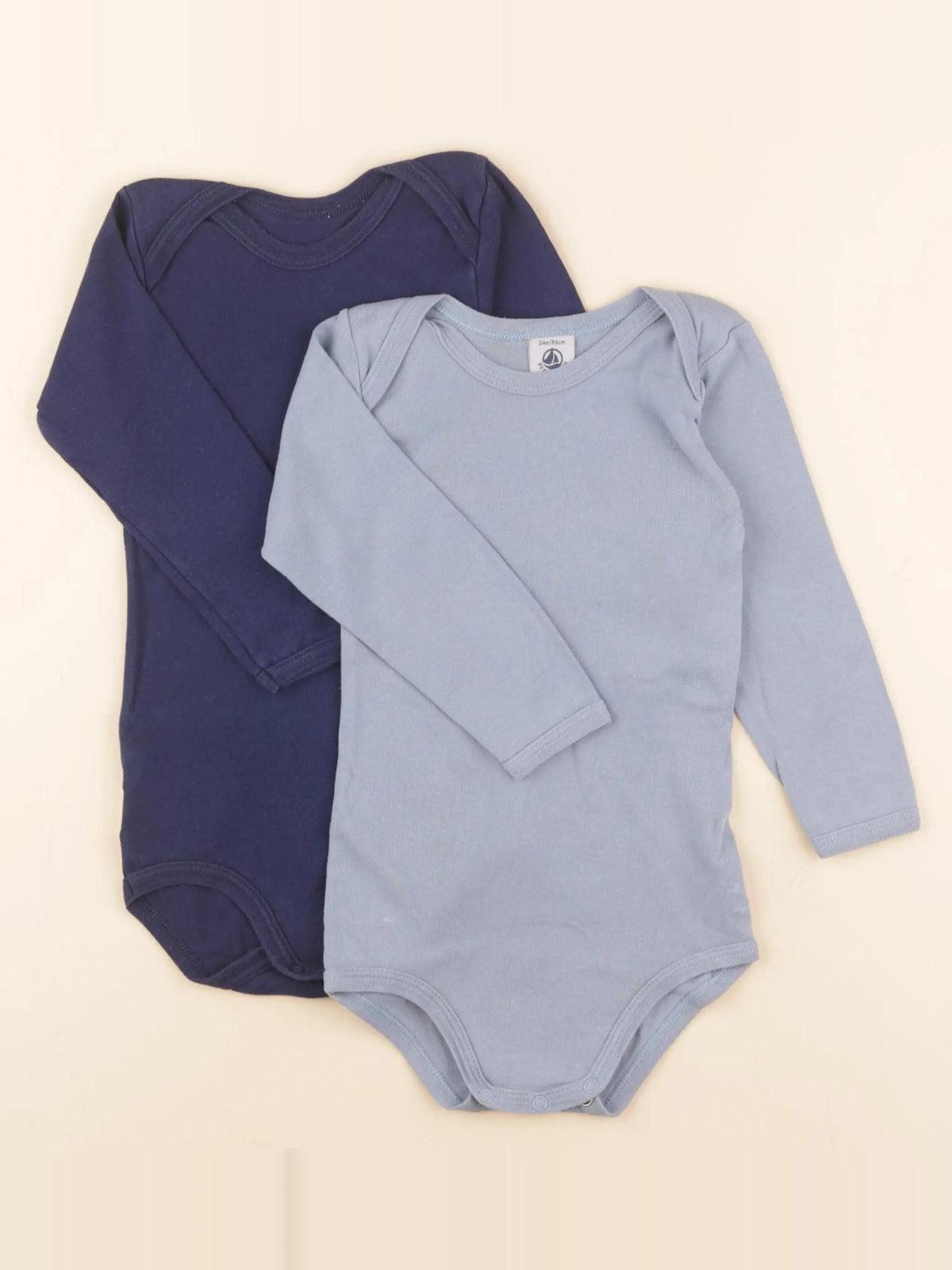 Petit Bateau - lot de 2 bodies en coton bleu - 24 mois