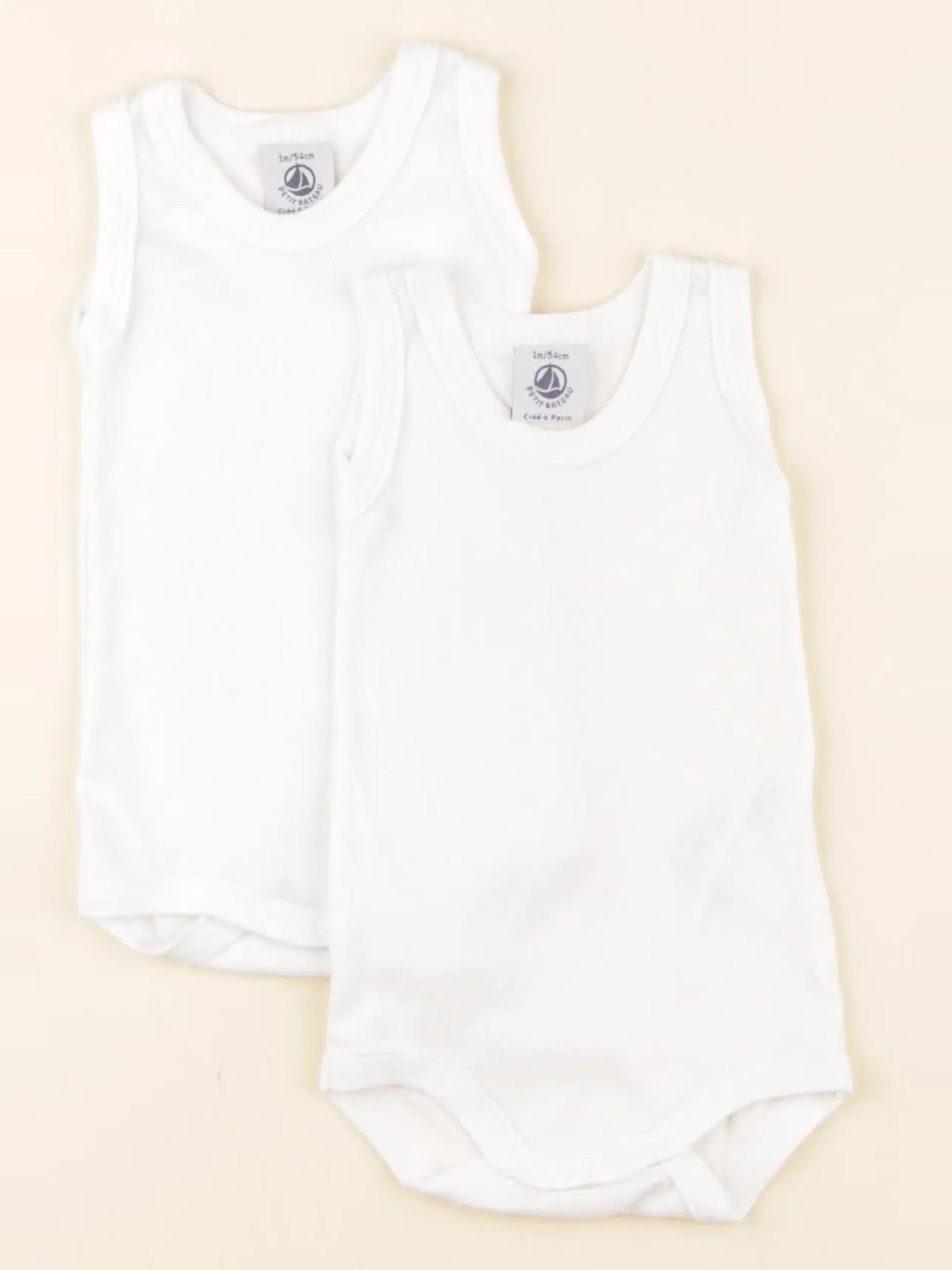 Petit Bateau - lot de 2 bodies en coton blanc - 1 mois