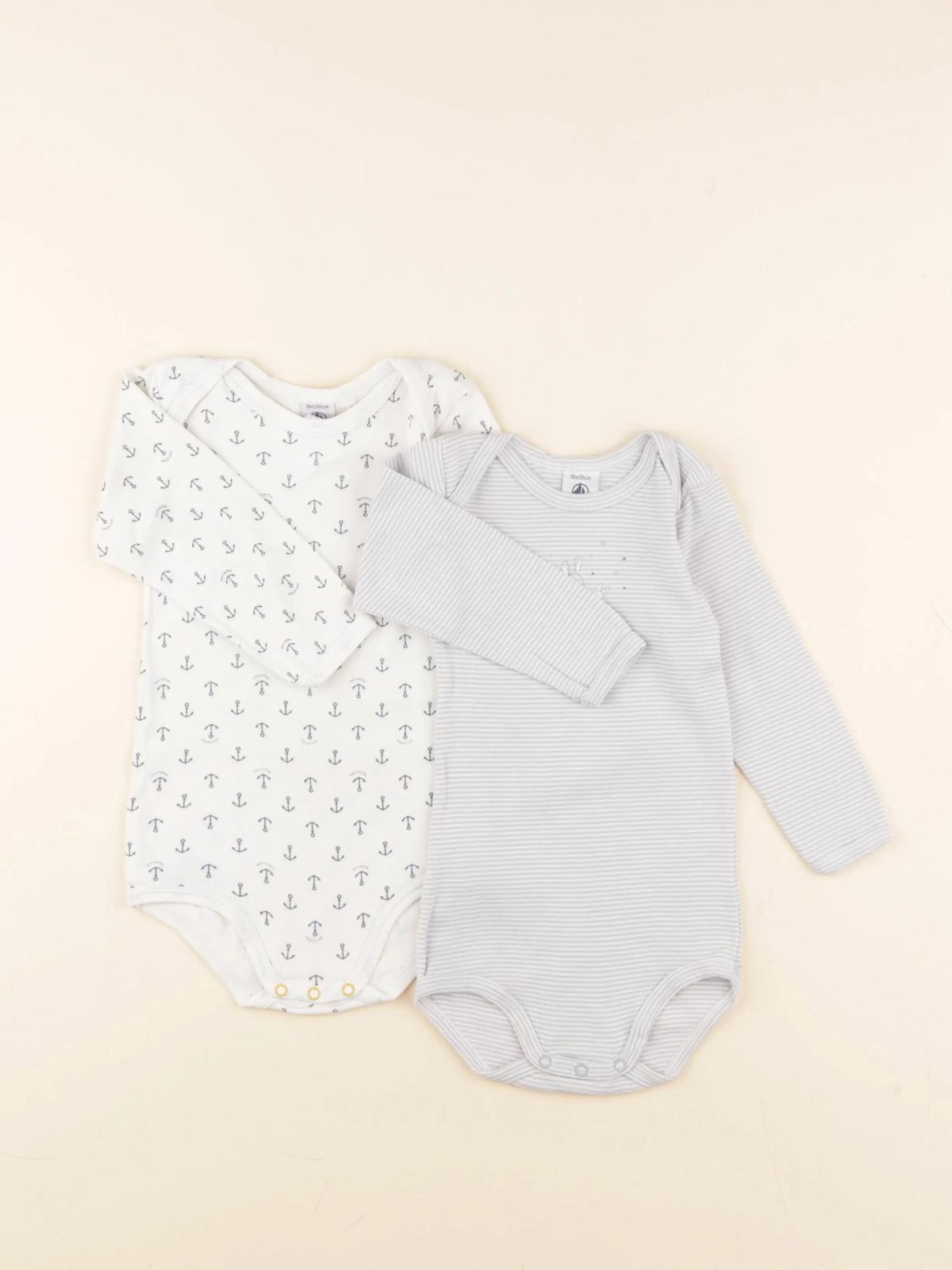 Petit Bateau - lot de 2 bodies en coton bleu - 18 mois