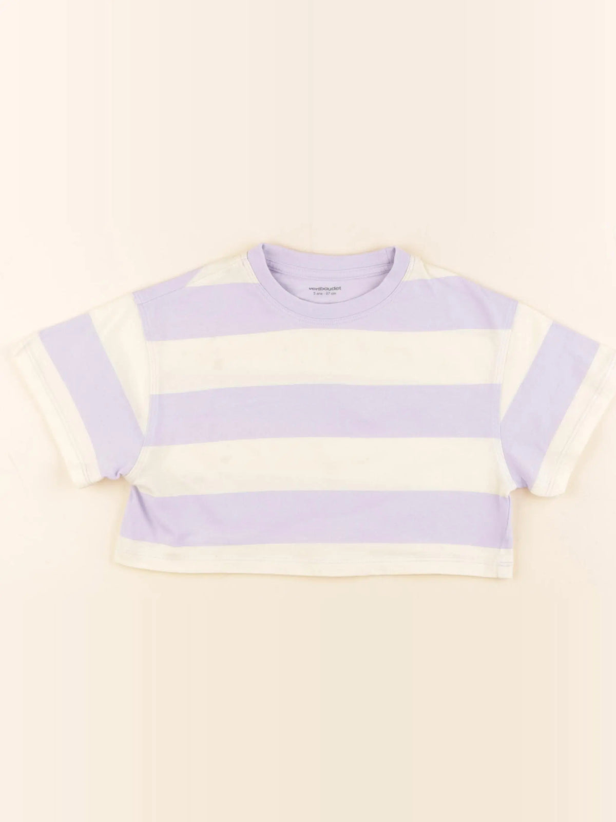 Vertbaudet - tee-shirt court imprimé au dos jaune, violet - 3 ans